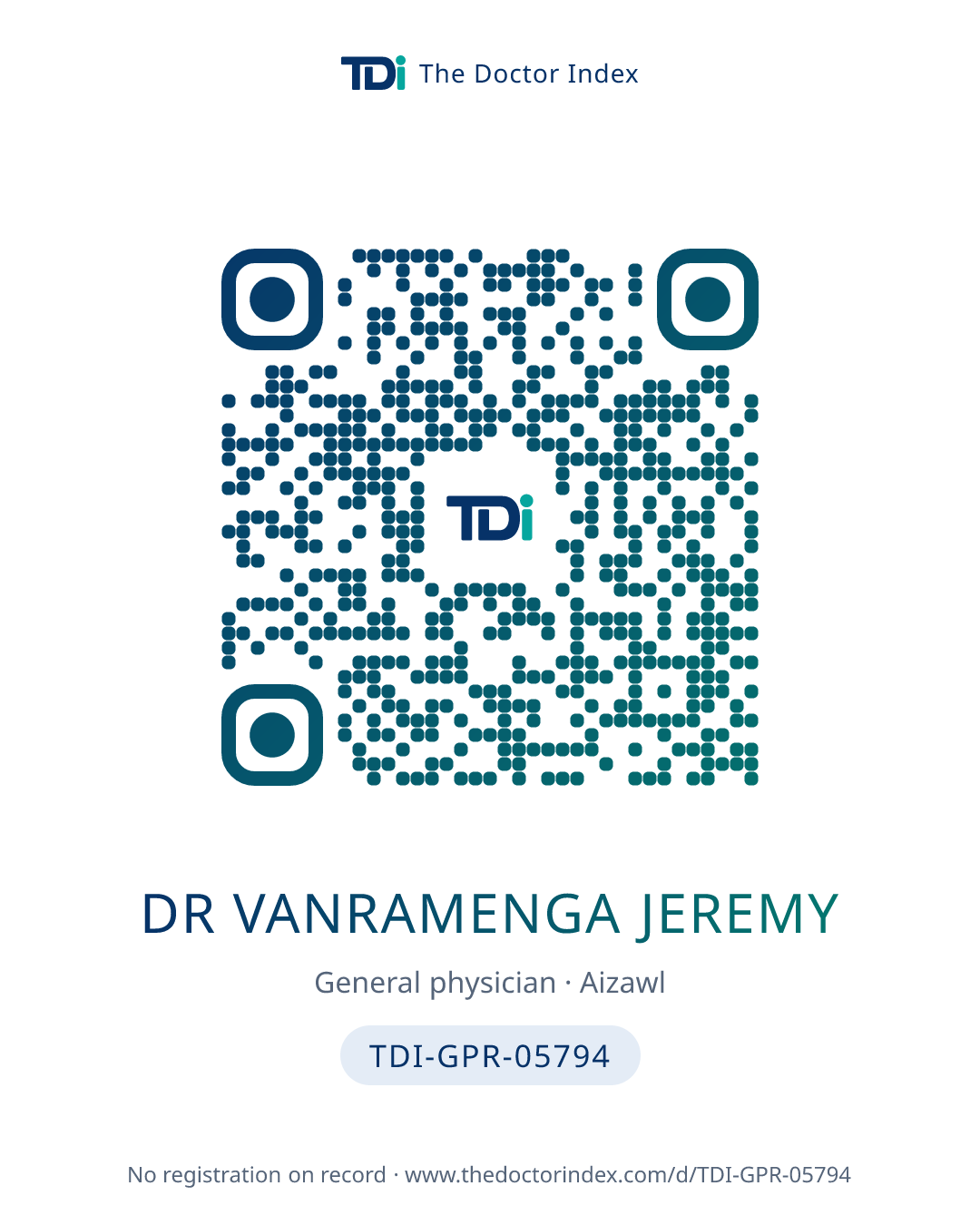QR card for Dr Vanramenga Jeremy, TDI-GPR-05794