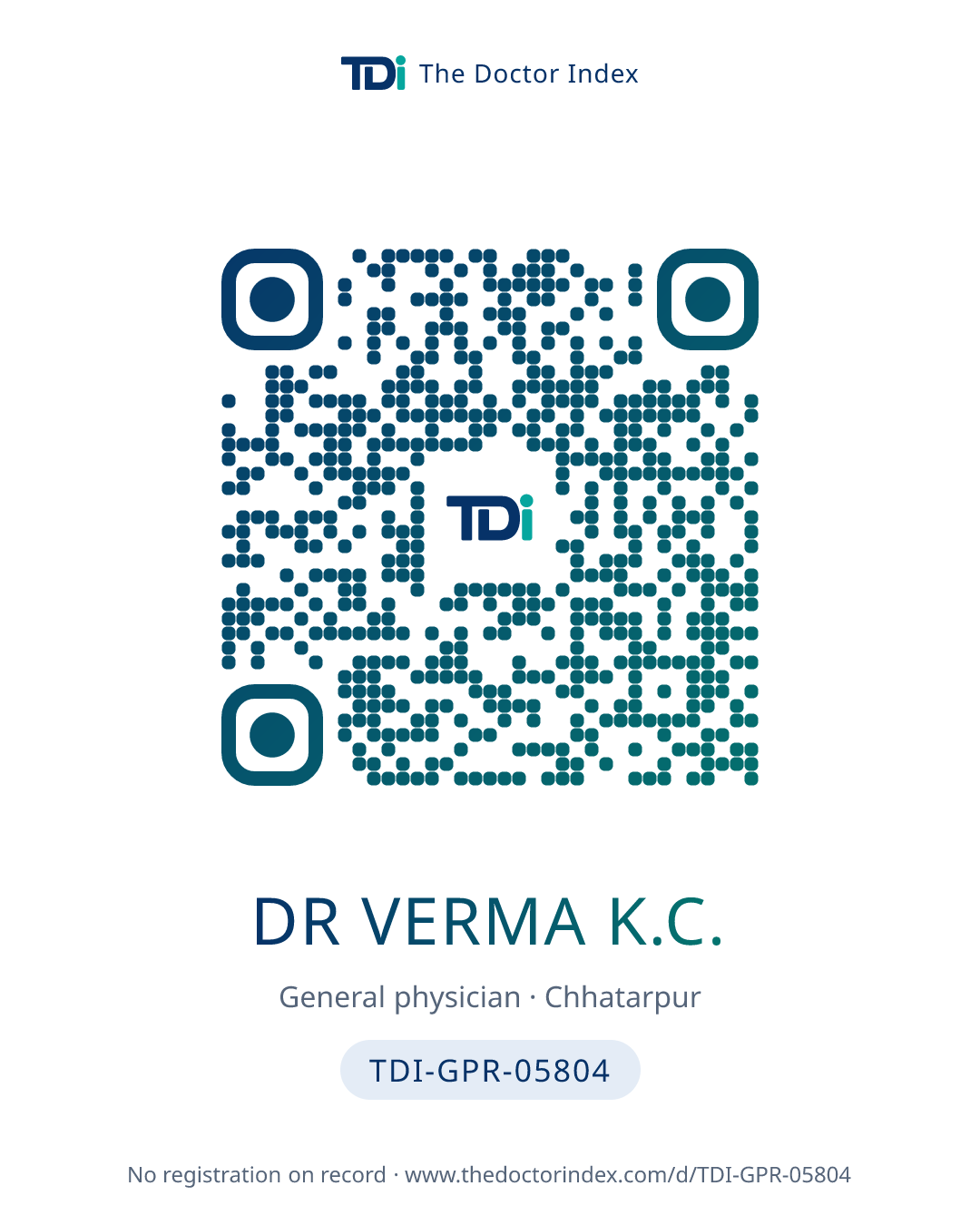 QR card for Dr Verma K.C., TDI-GPR-05804