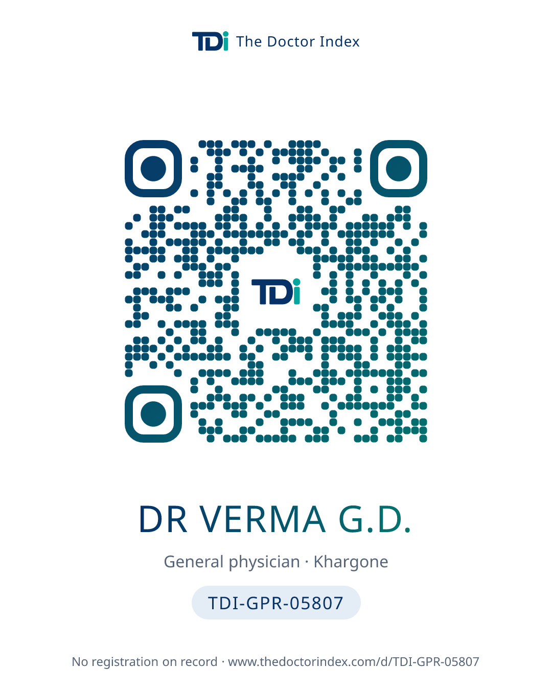QR card for Dr Verma G.D., TDI-GPR-05807