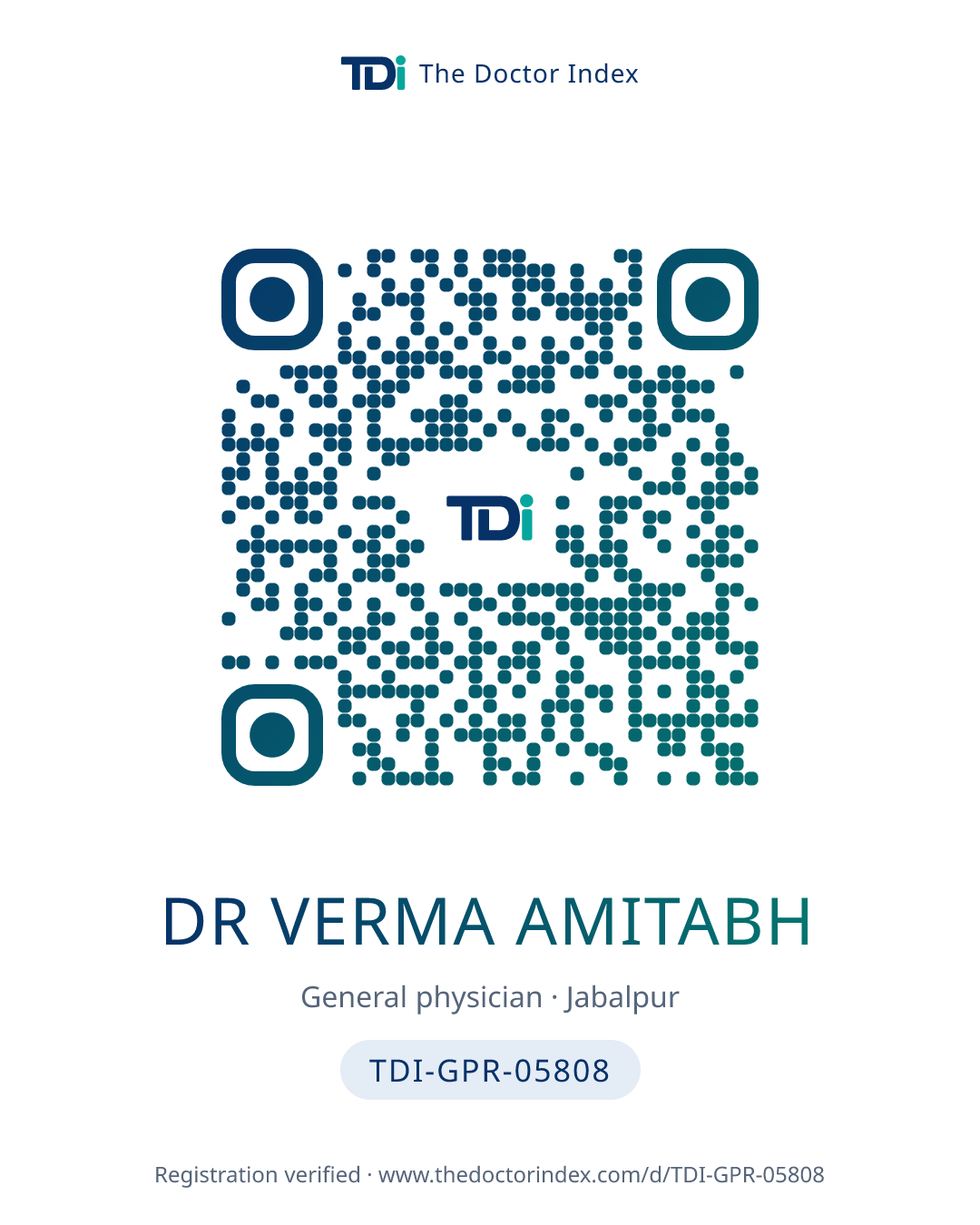 QR card for Dr Verma Amitabh, TDI-GPR-05808