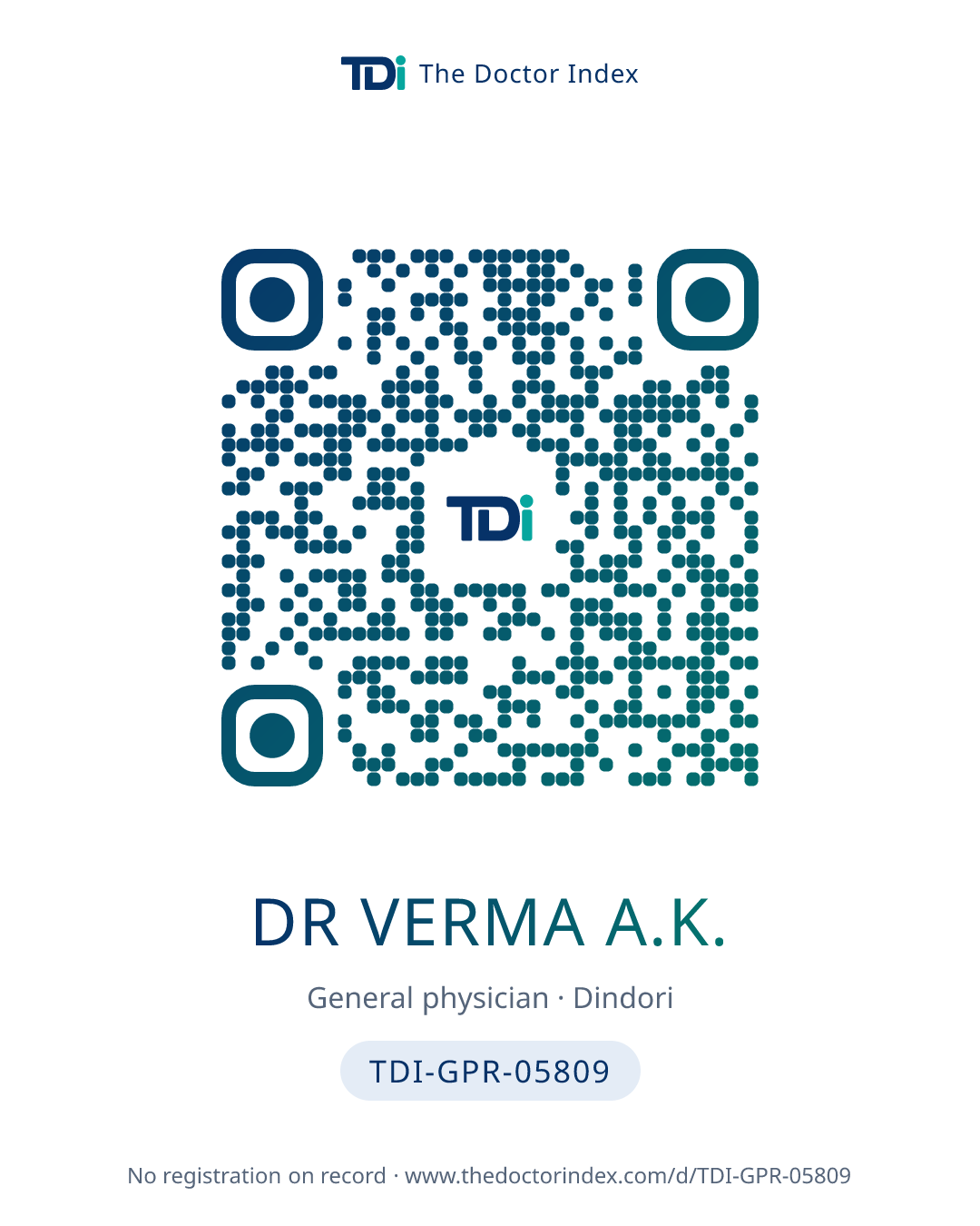 QR card for Dr Verma A.K., TDI-GPR-05809