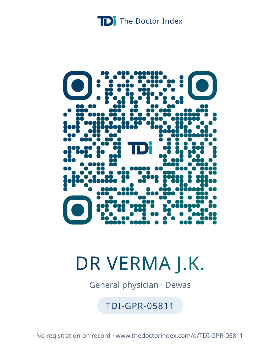 QR card for Dr Verma J.K., TDI-GPR-05811