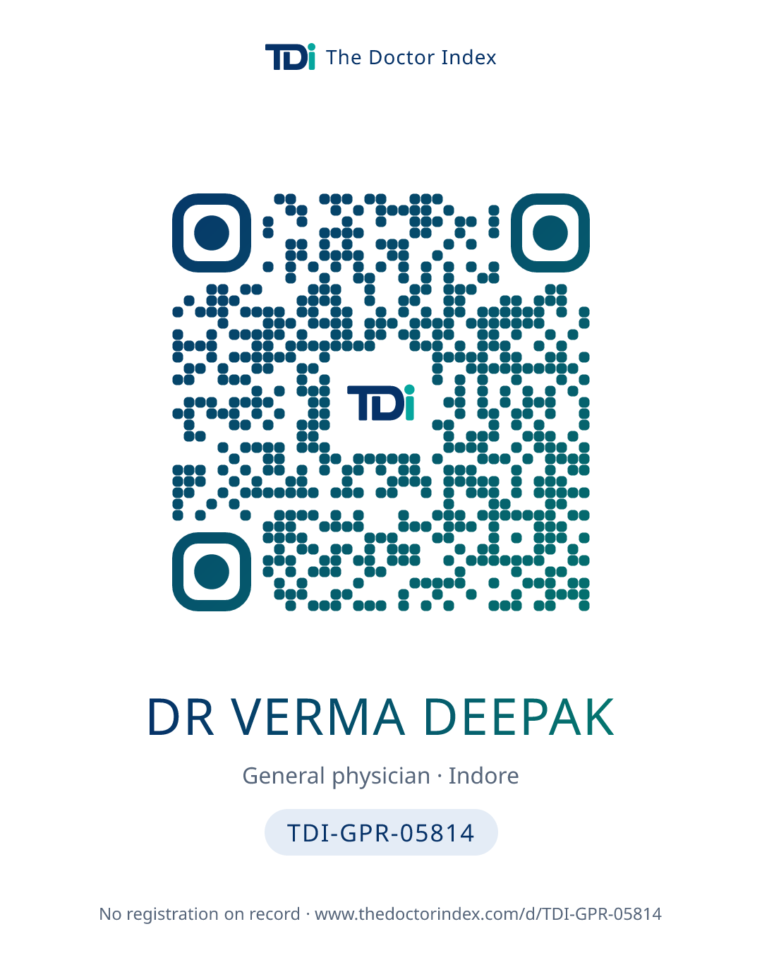 QR card for Dr Verma Deepak, TDI-GPR-05814