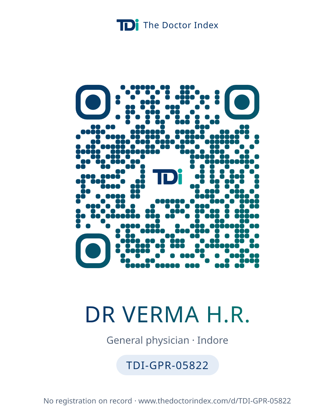 QR card for Dr Verma H.R., TDI-GPR-05822