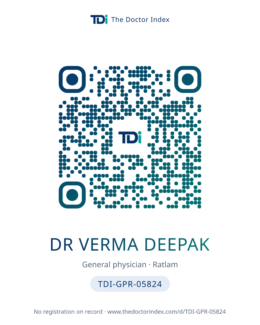 QR card for Dr Verma Deepak, TDI-GPR-05824