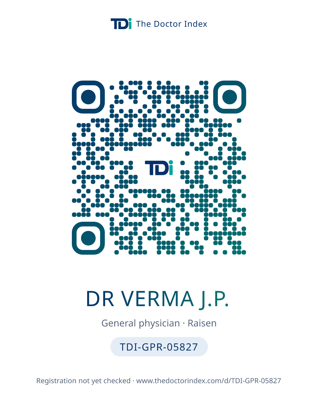 QR card for Dr Verma J.P., TDI-GPR-05827