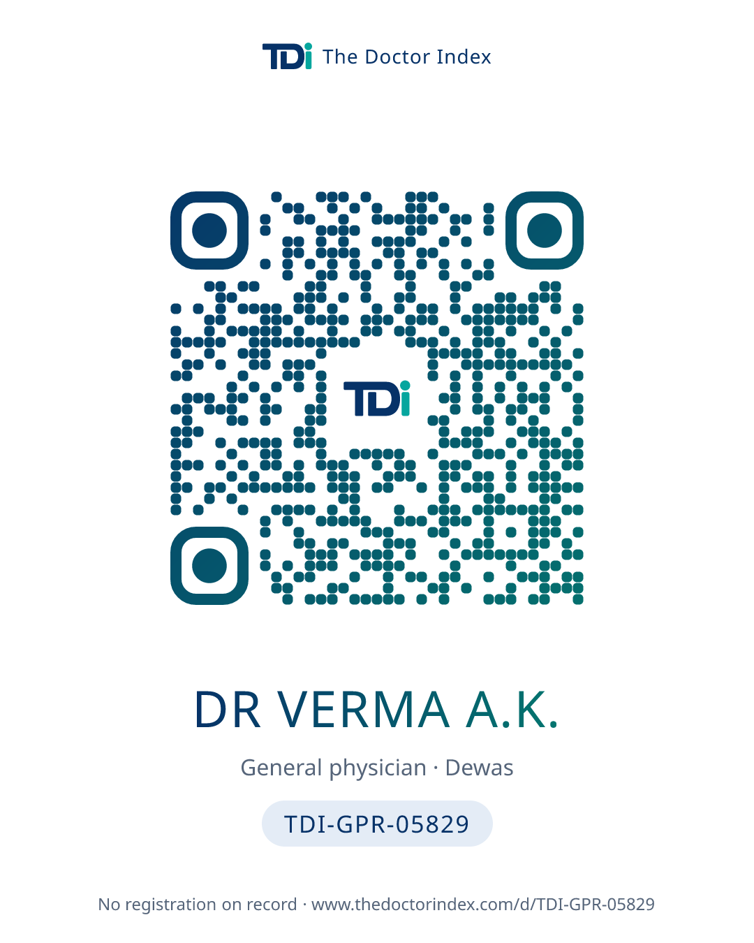QR card for Dr Verma A.K., TDI-GPR-05829