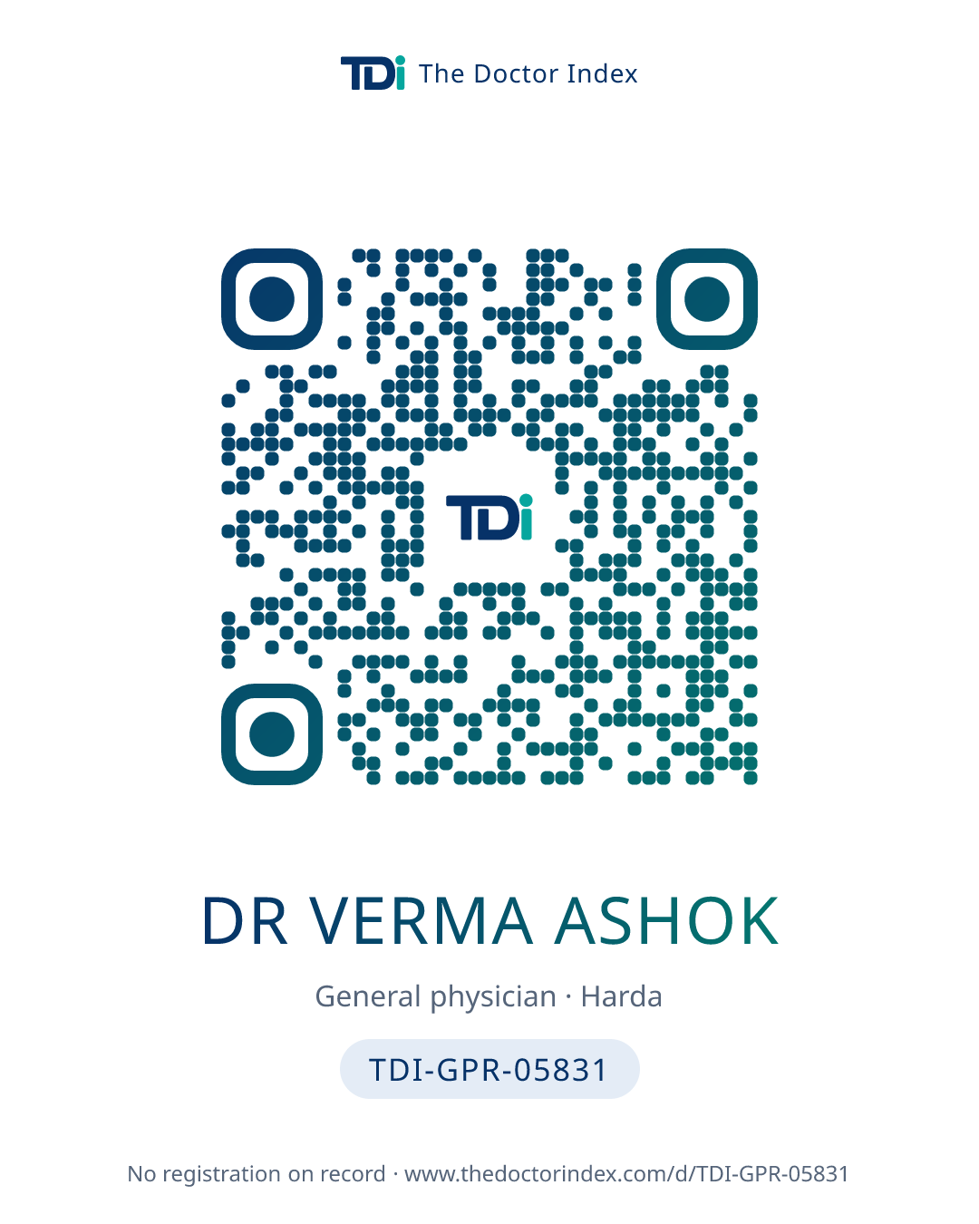 QR card for Dr Verma Ashok, TDI-GPR-05831