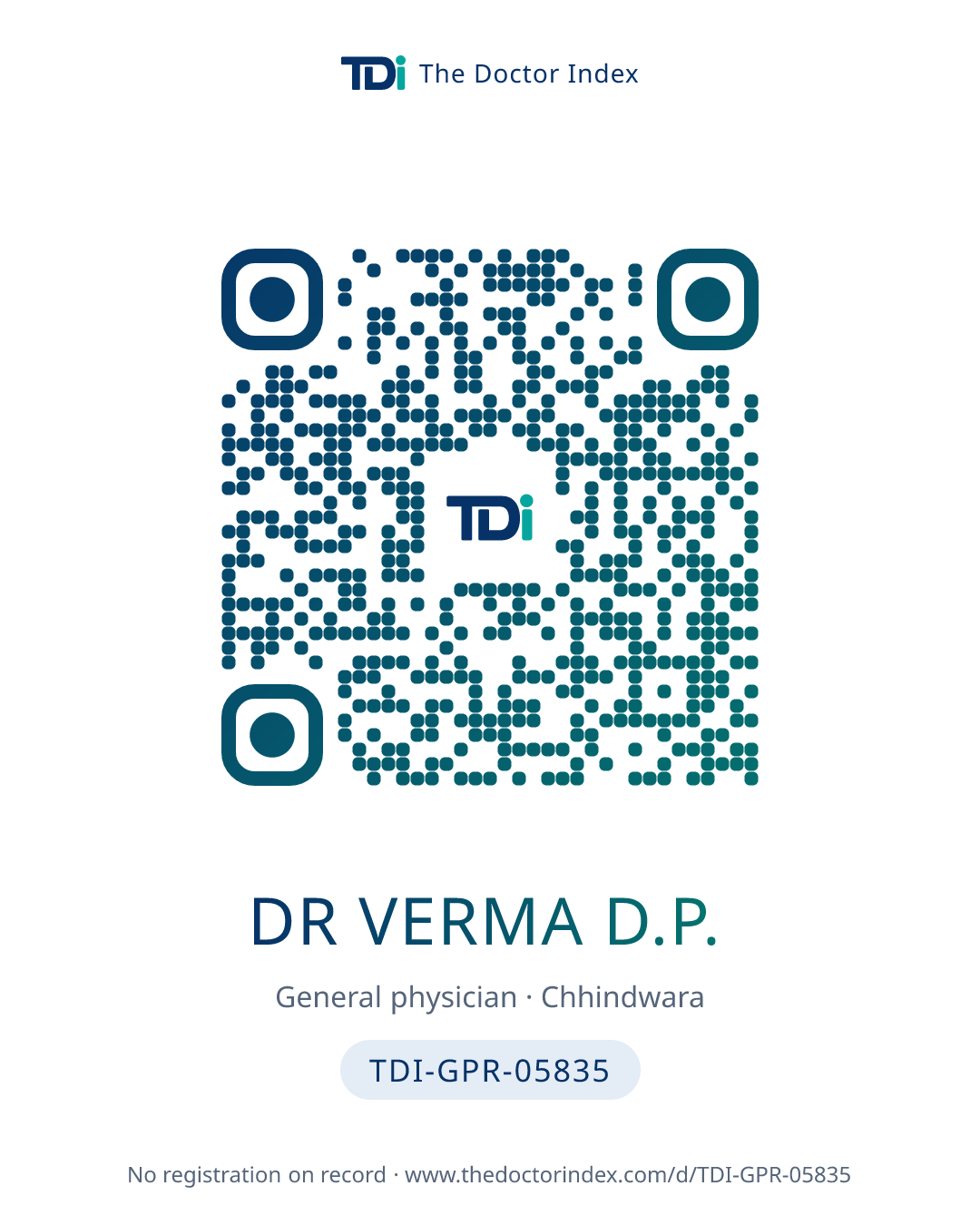 QR card for Dr Verma D.P., TDI-GPR-05835