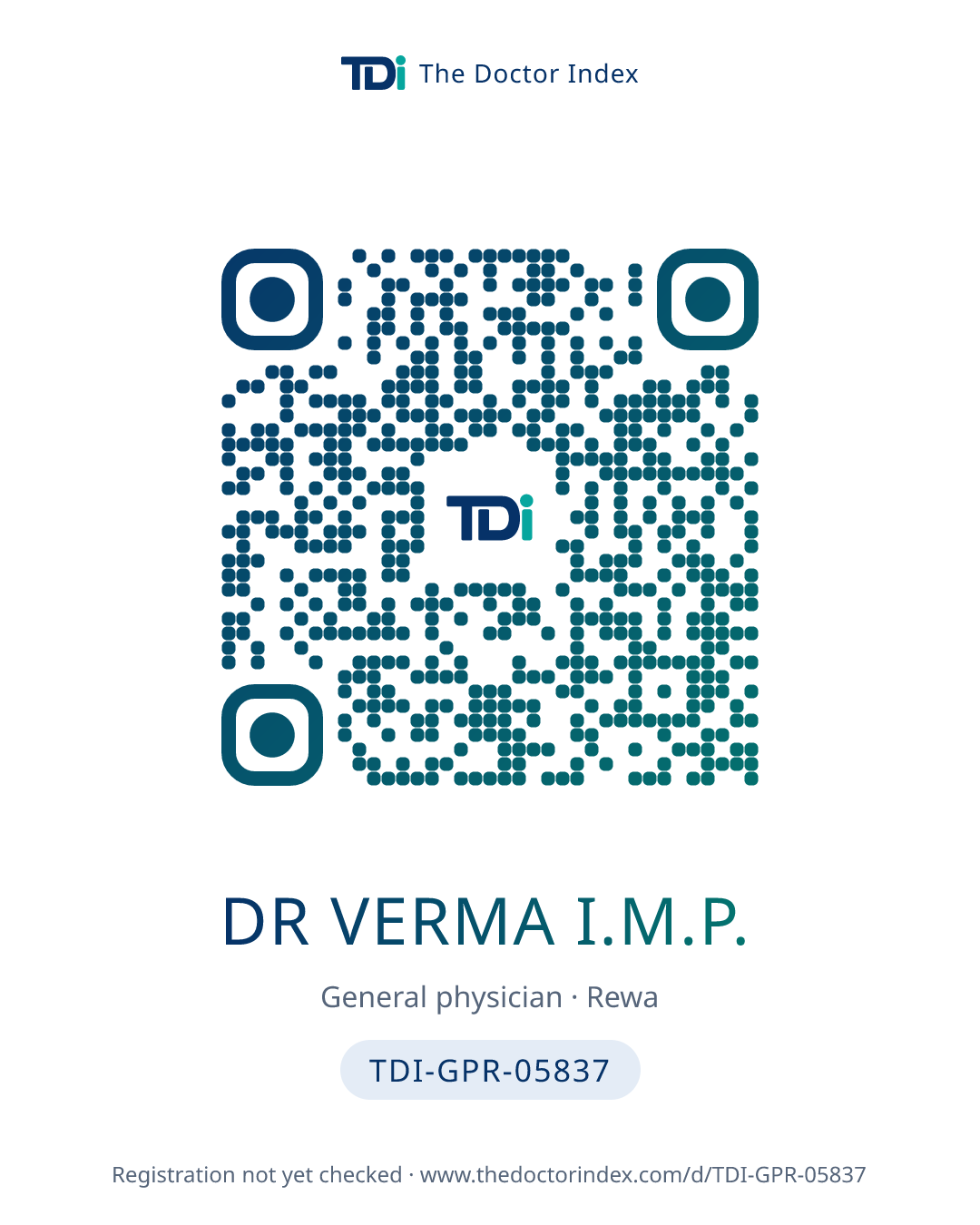 QR card for Dr Verma I.M.P., TDI-GPR-05837