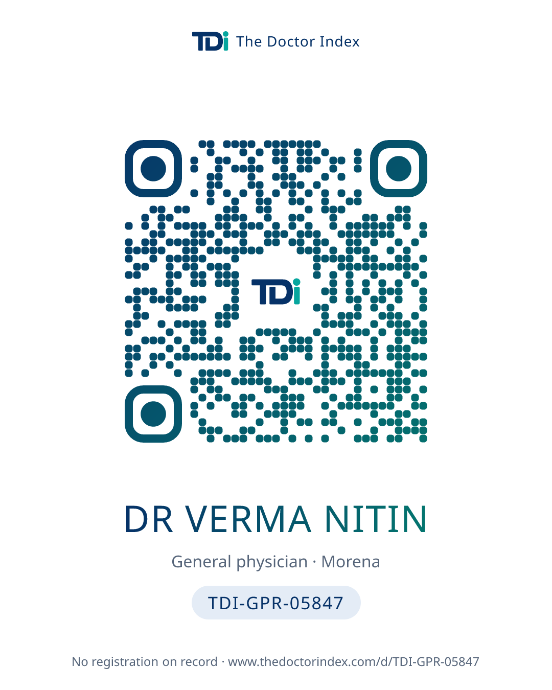 QR card for Dr Verma Nitin, TDI-GPR-05847