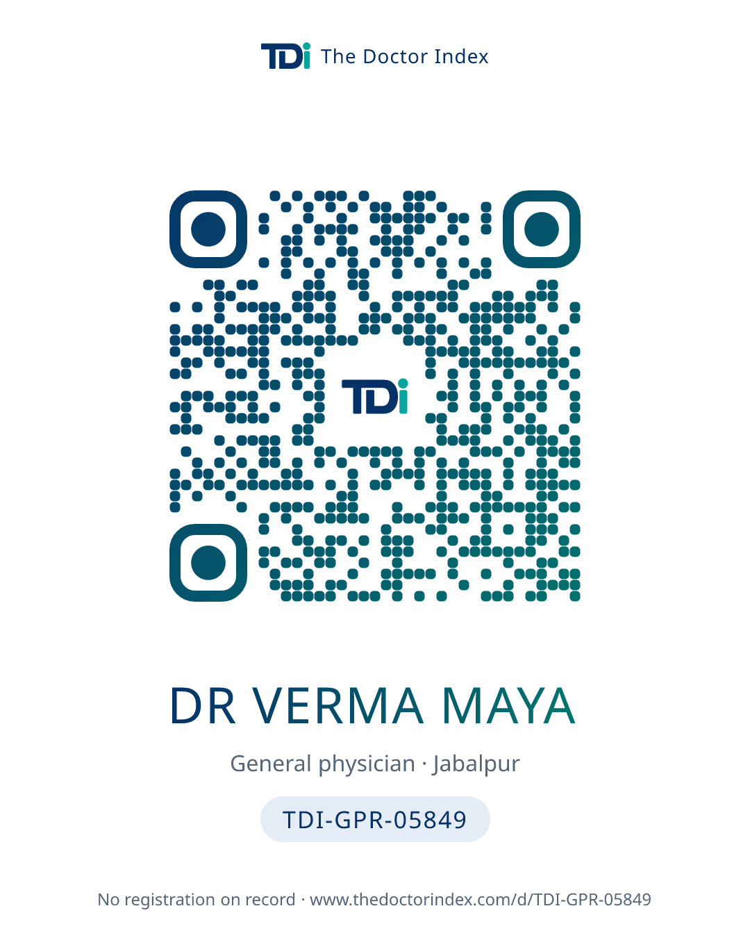 QR card for Dr Verma Maya, TDI-GPR-05849