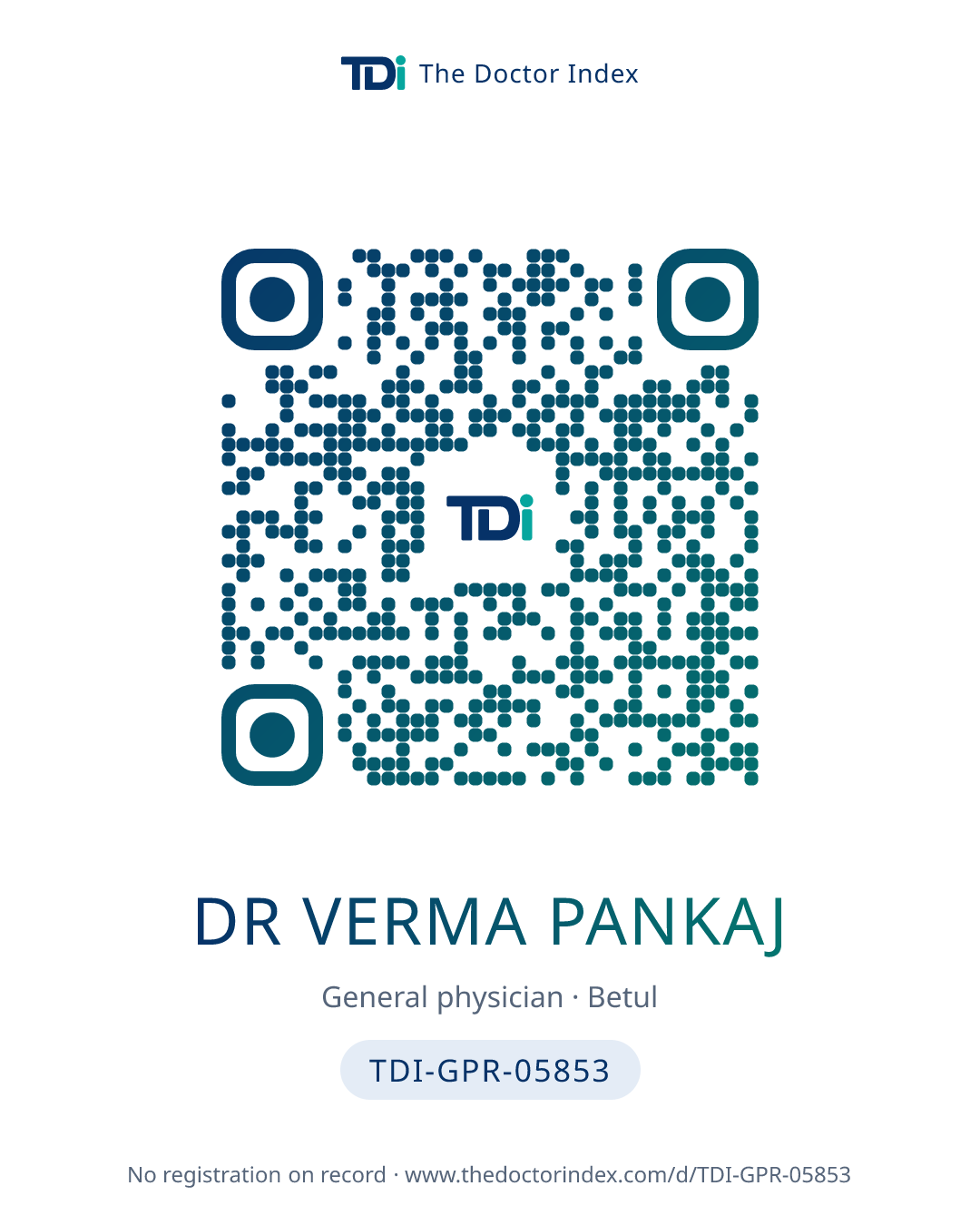 QR card for Dr Verma Pankaj, TDI-GPR-05853
