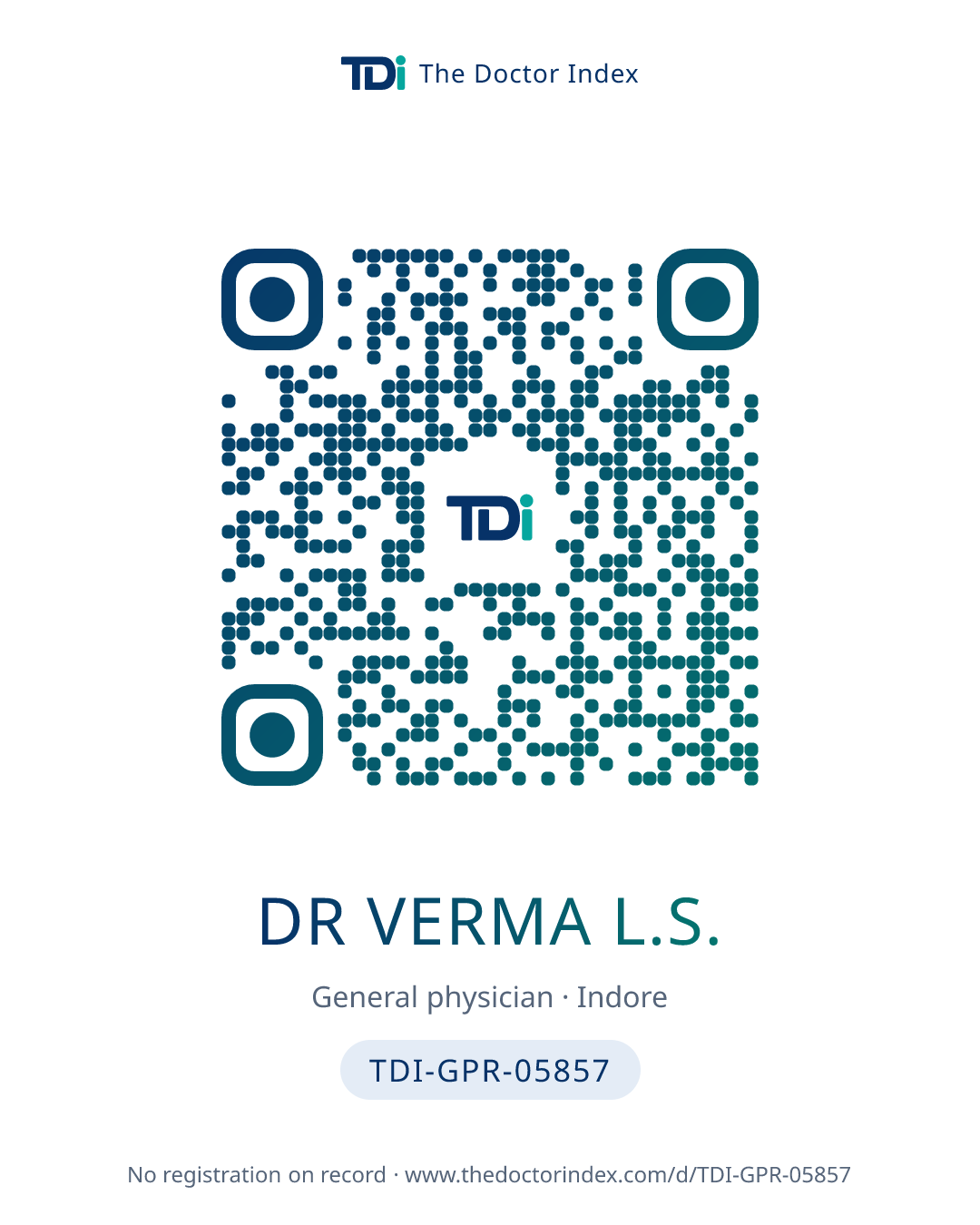 QR card for Dr Verma L.S., TDI-GPR-05857
