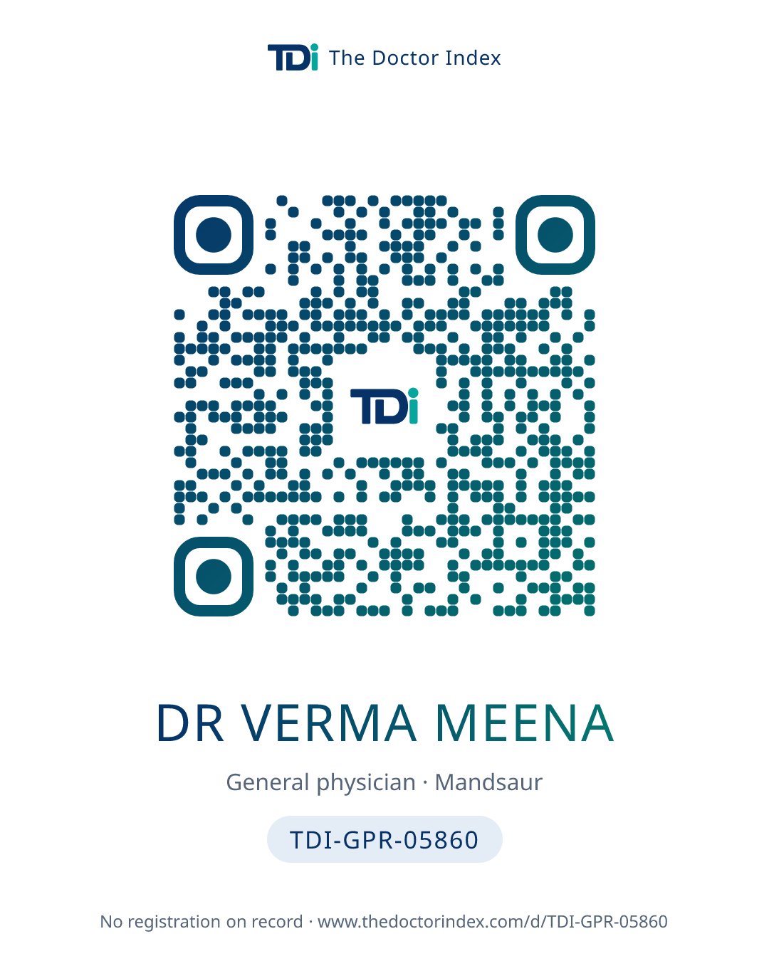 QR card for Dr Verma Meena, TDI-GPR-05860