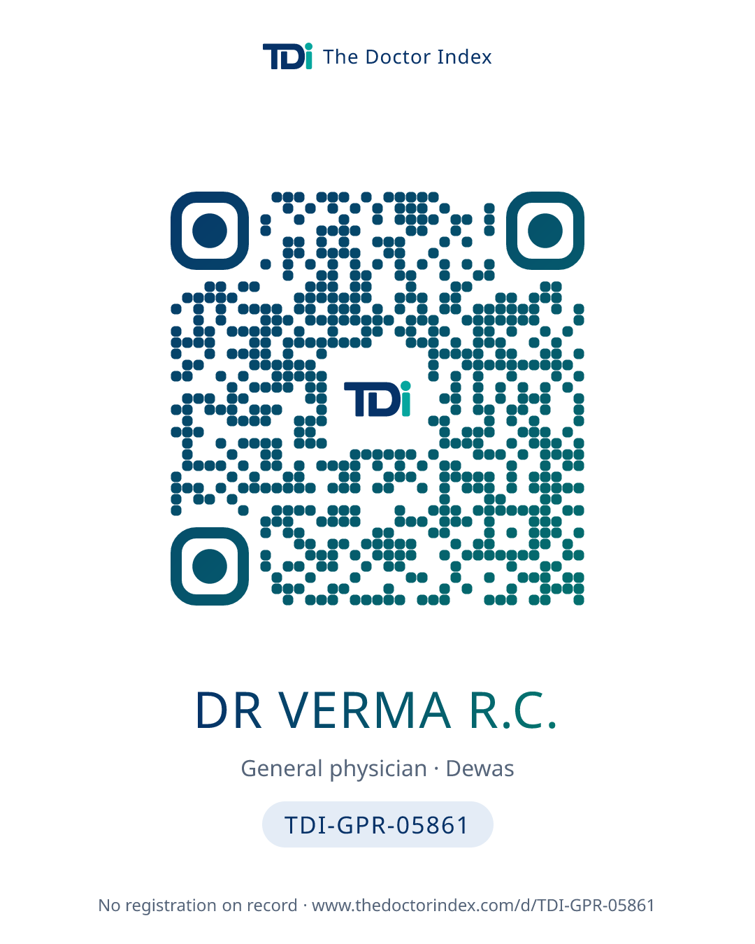 QR card for Dr Verma R.C., TDI-GPR-05861