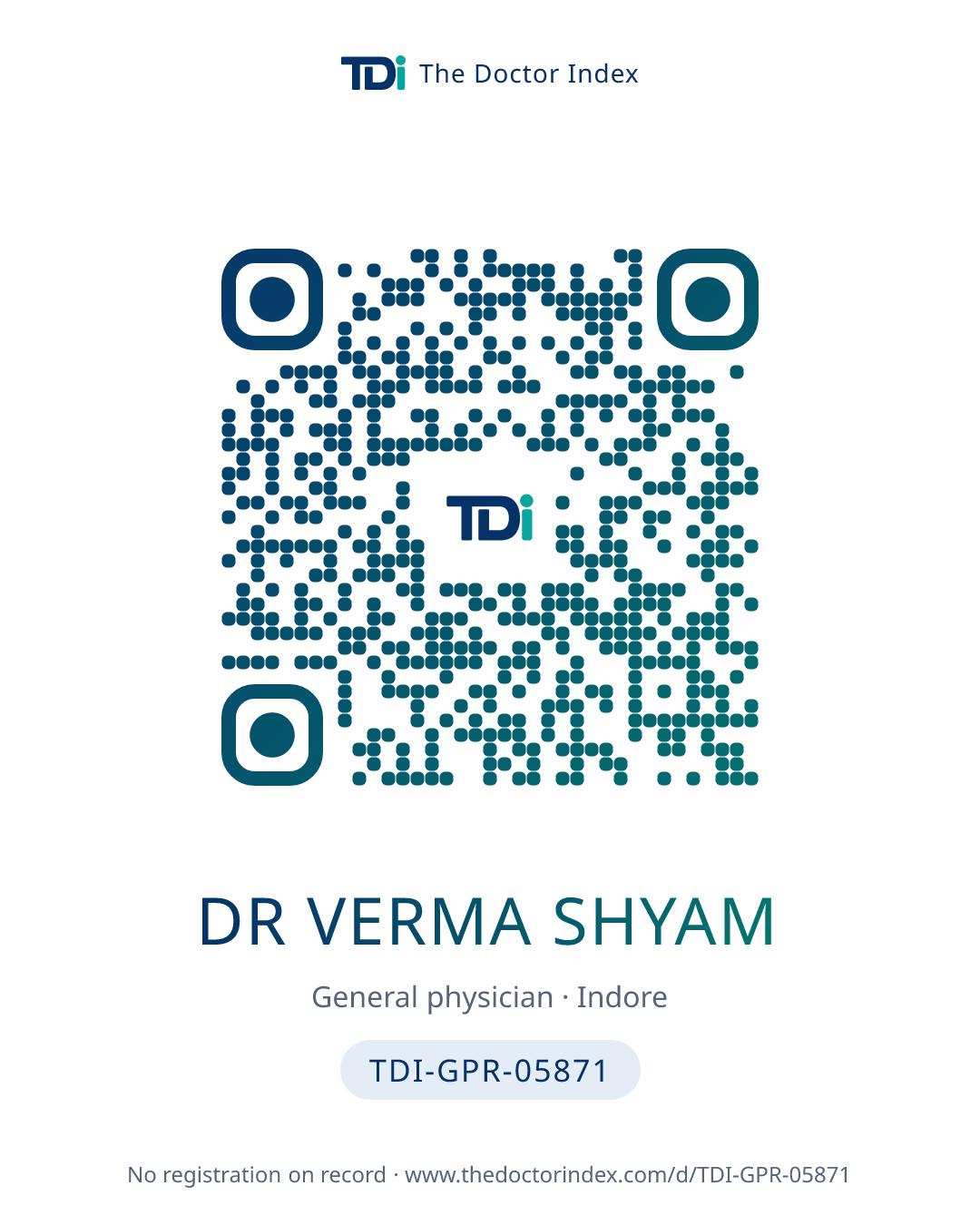 QR card for Dr Verma Shyam, TDI-GPR-05871