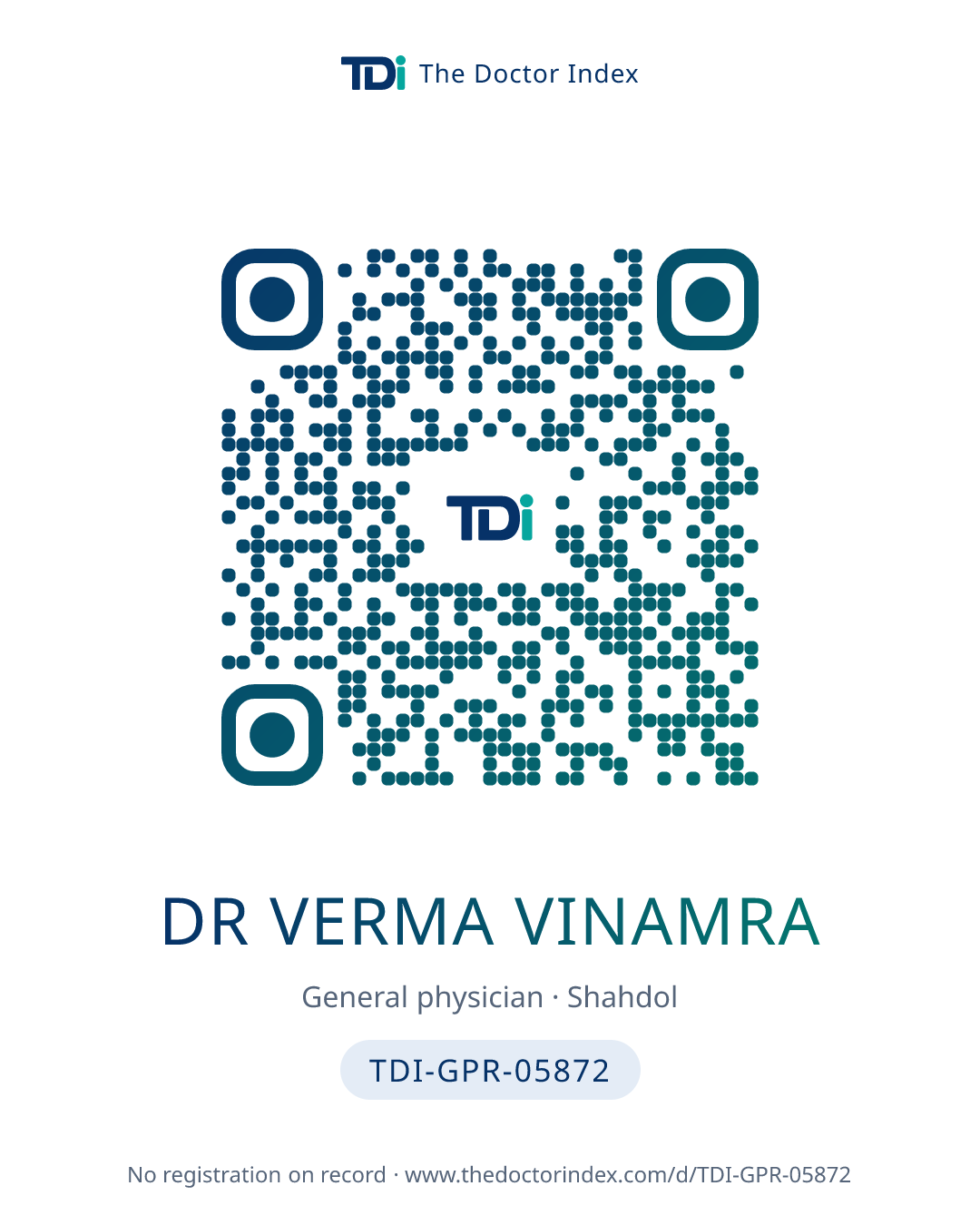 QR card for Dr Verma Vinamra, TDI-GPR-05872