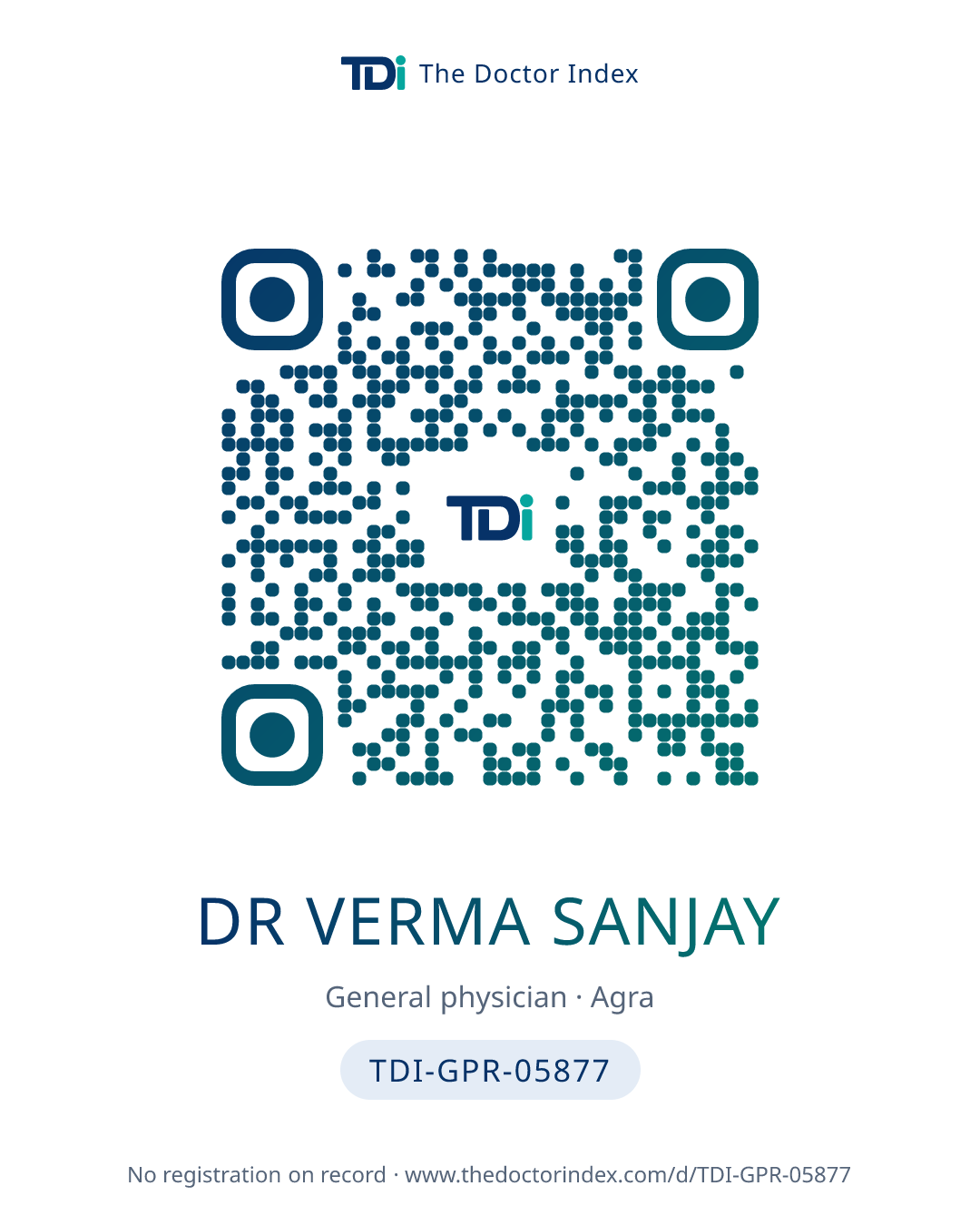 QR card for Dr Verma Sanjay, TDI-GPR-05877