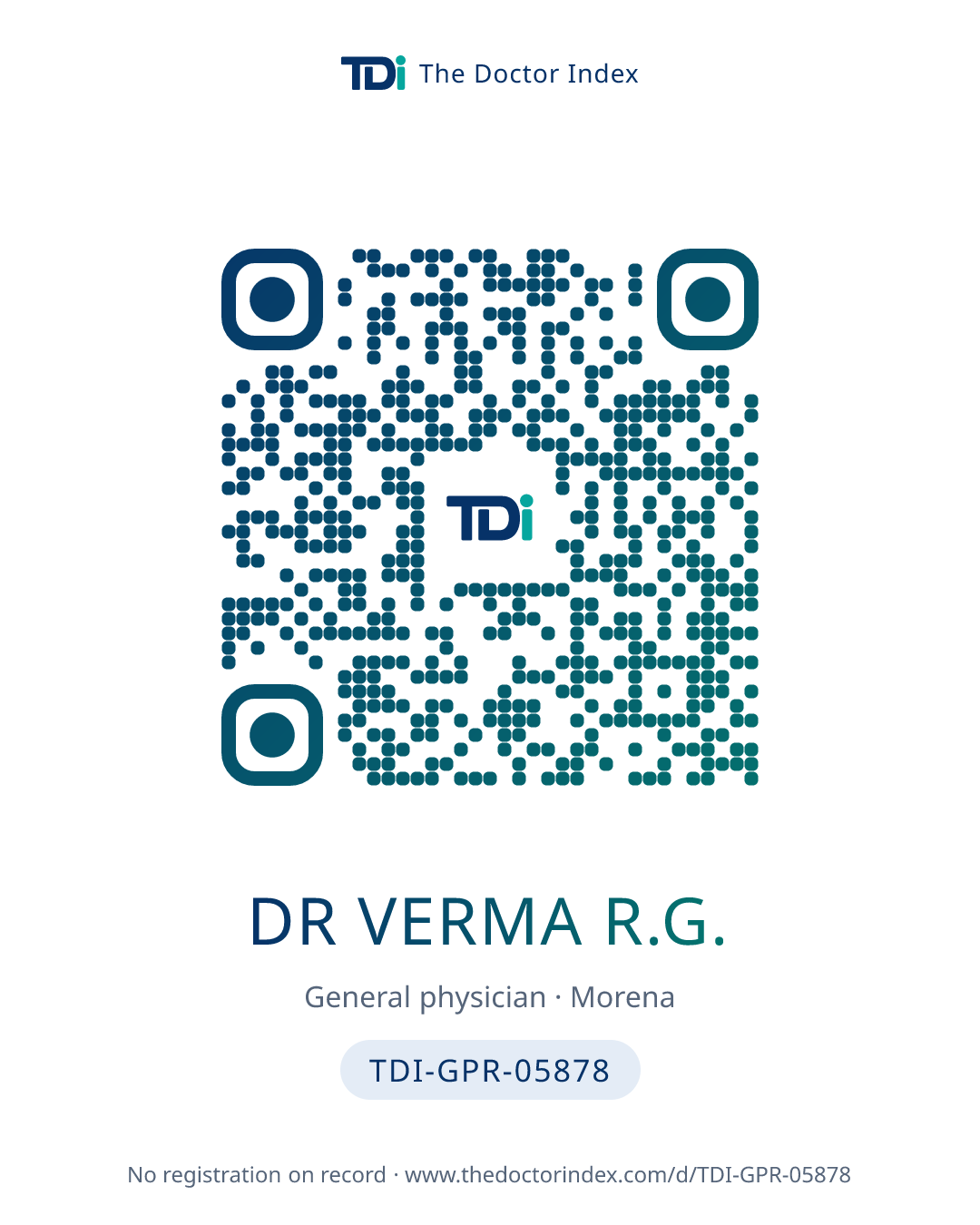QR card for Dr Verma R.G., TDI-GPR-05878