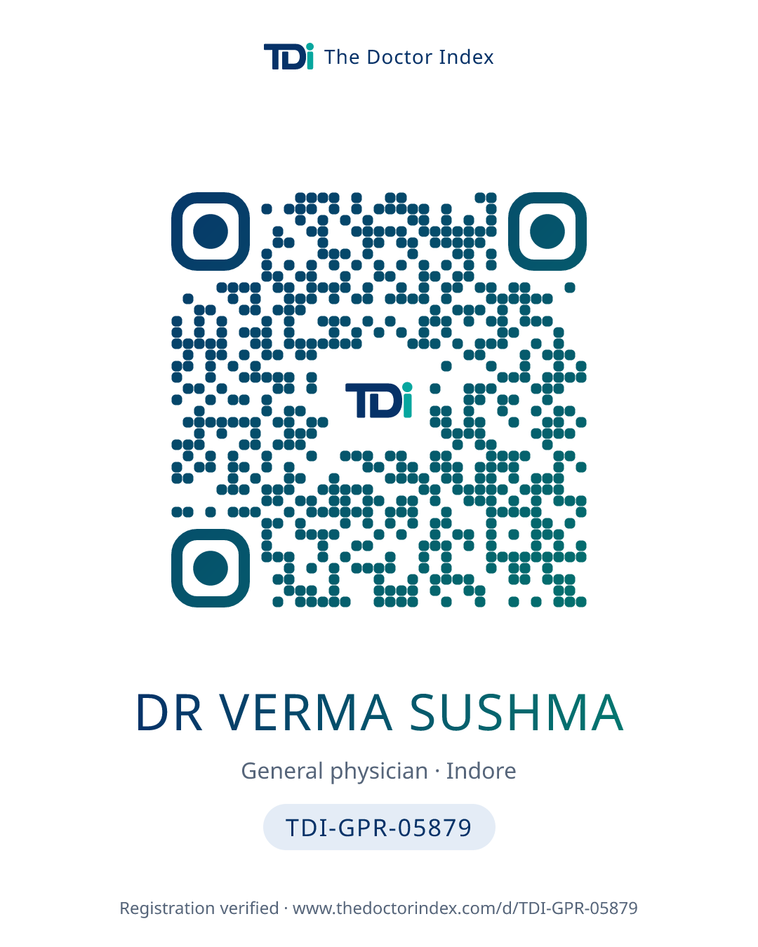 QR card for Dr Verma Sushma, TDI-GPR-05879