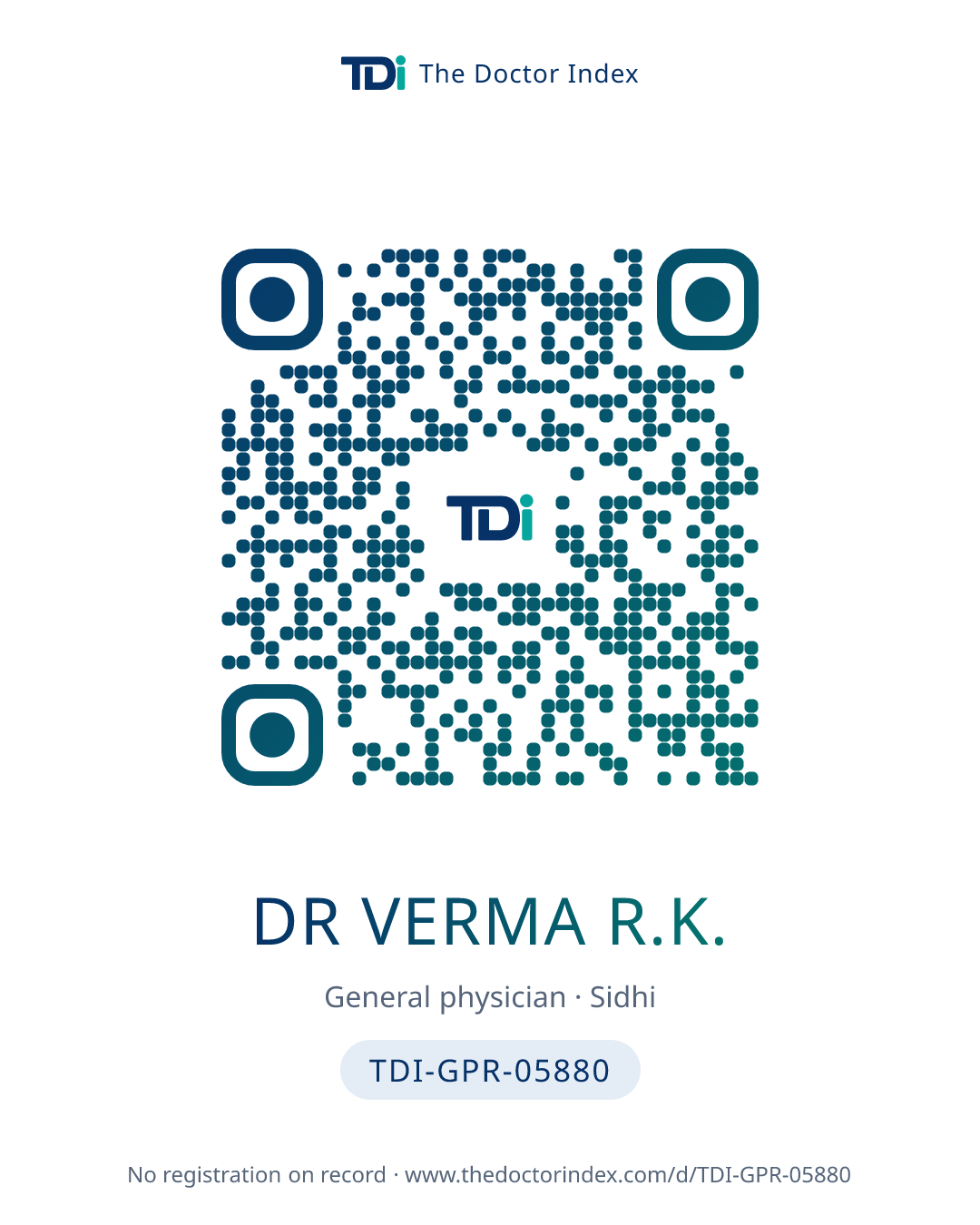 QR card for Dr Verma R.K., TDI-GPR-05880