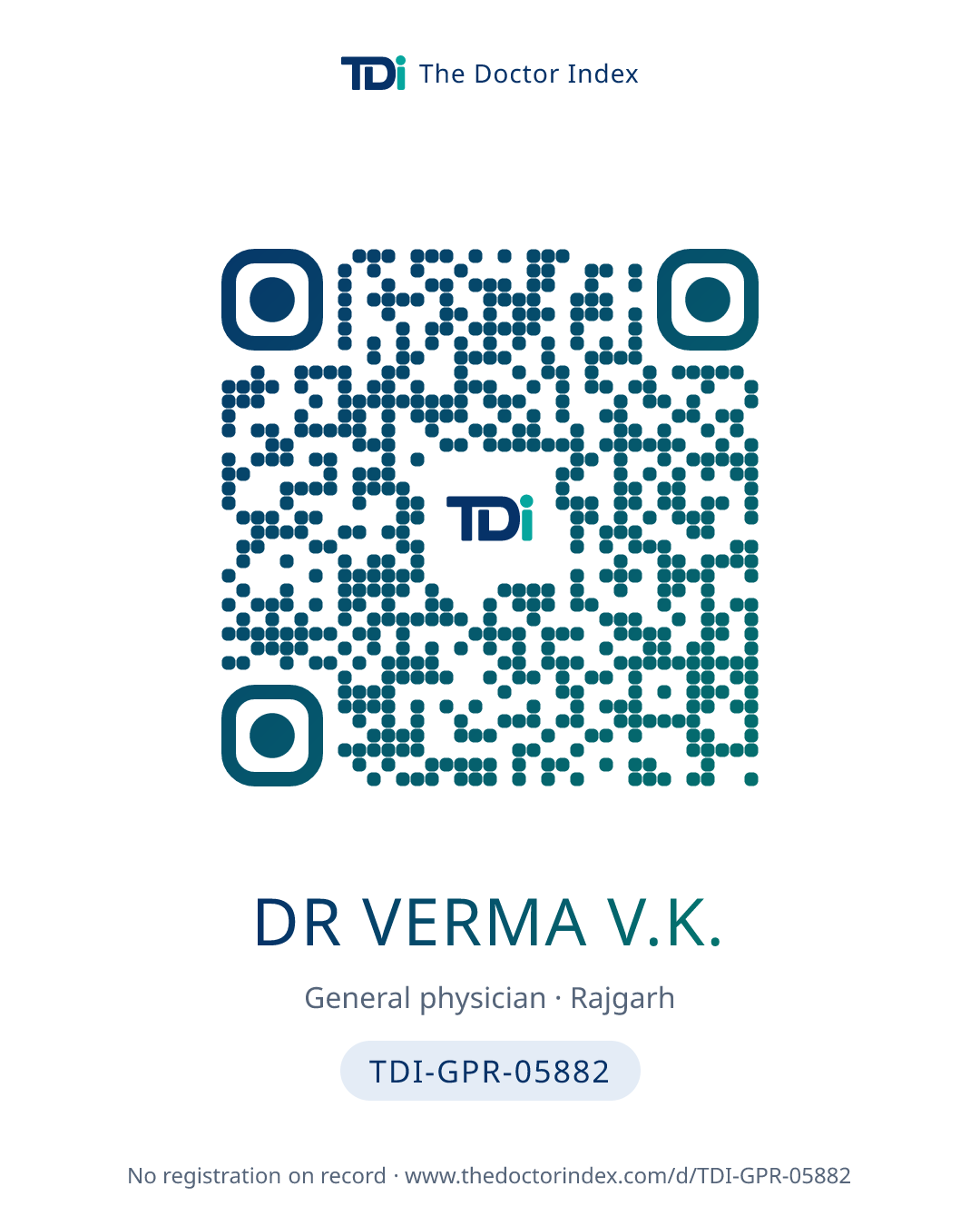QR card for Dr Verma V.K., TDI-GPR-05882