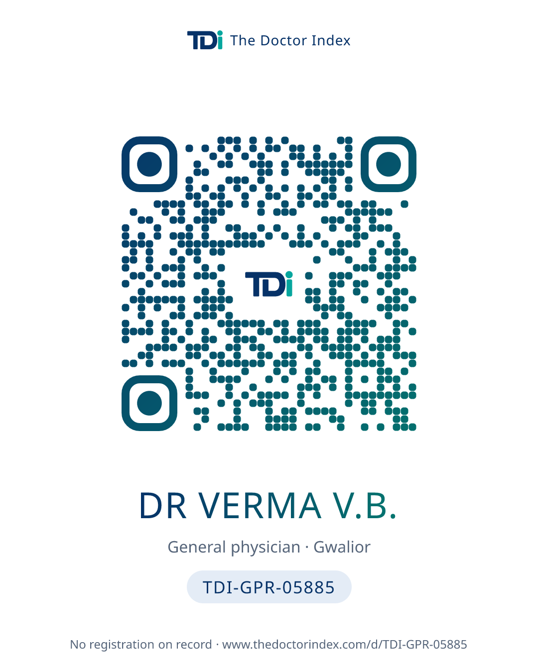 QR card for Dr Verma V.B., TDI-GPR-05885