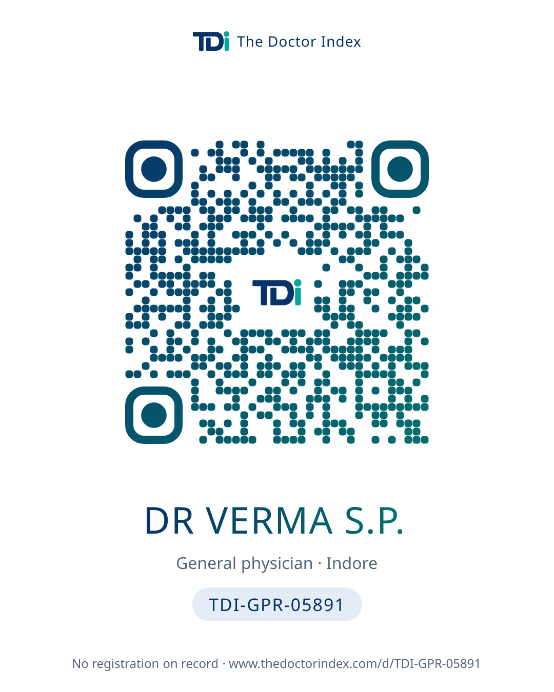 QR card for Dr Verma S.P., TDI-GPR-05891
