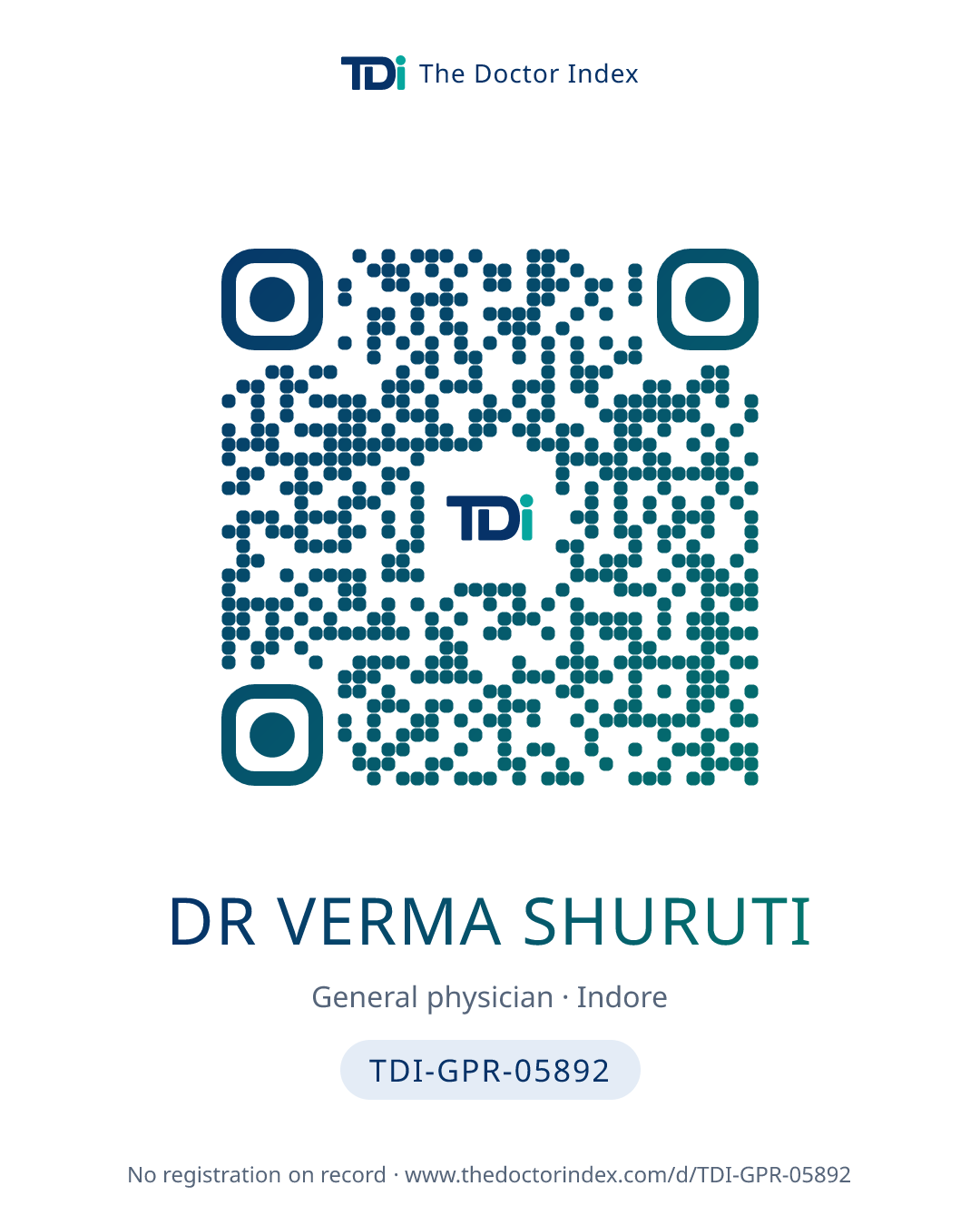 QR card for Dr Verma Shuruti, TDI-GPR-05892