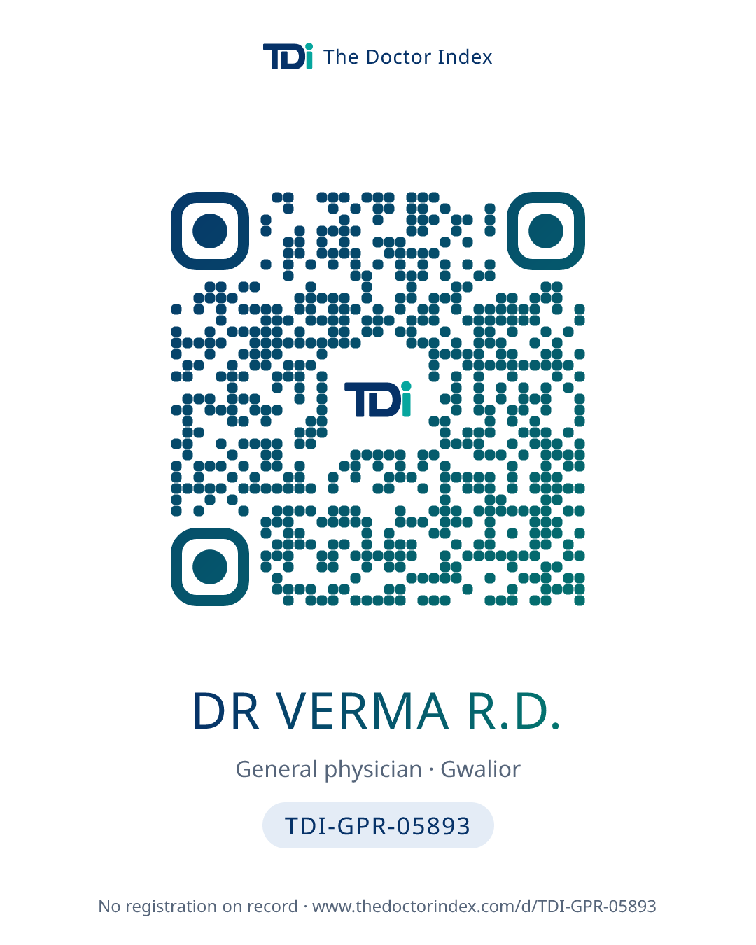 QR card for Dr Verma R.D., TDI-GPR-05893