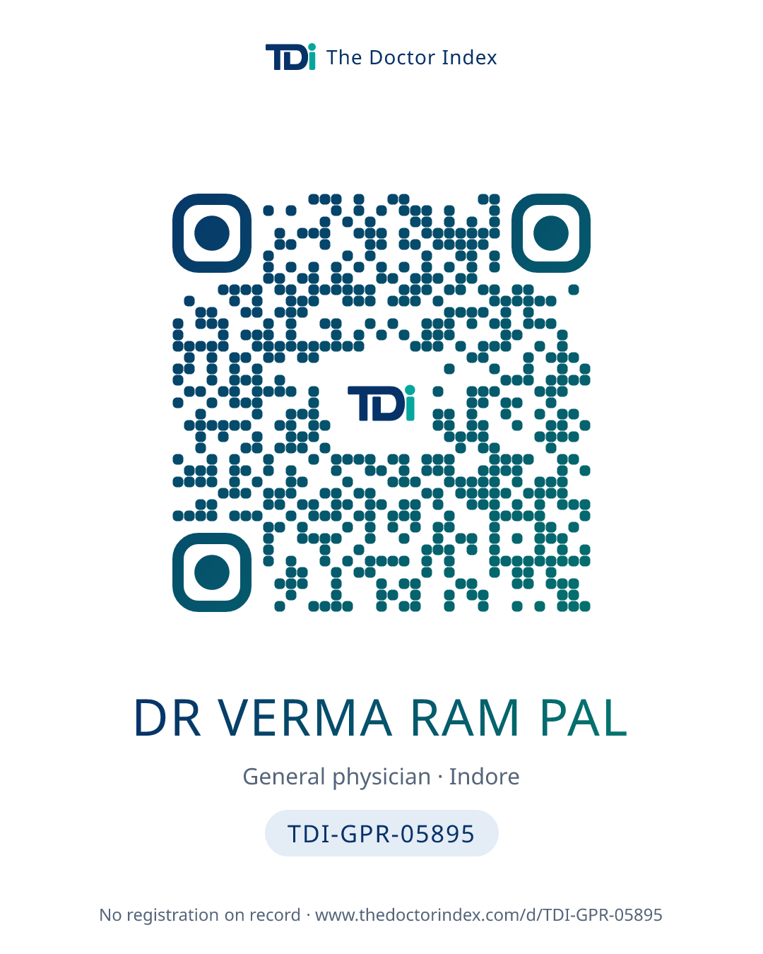 QR card for Dr Verma Ram Pal, TDI-GPR-05895