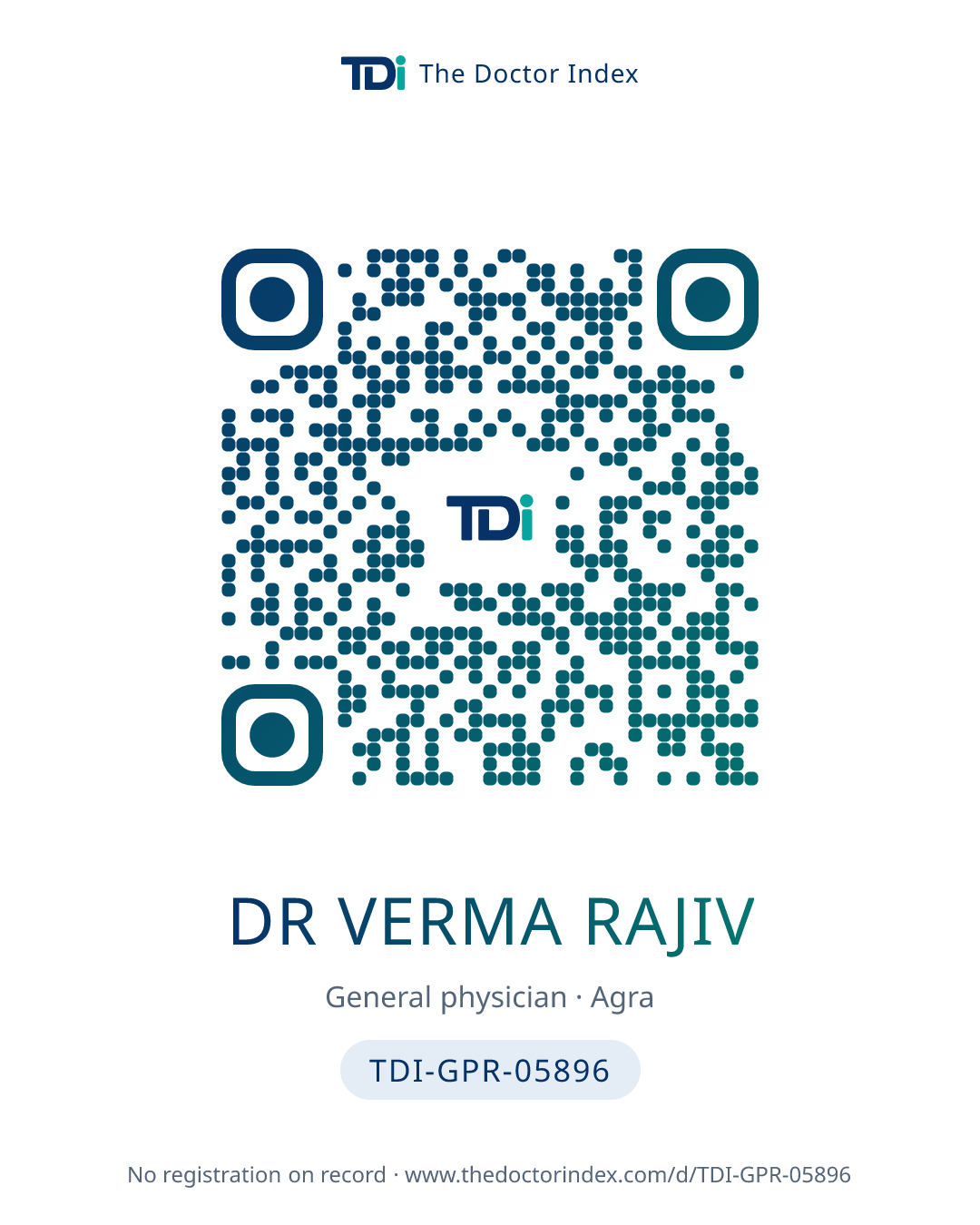 QR card for Dr Verma Rajiv, TDI-GPR-05896