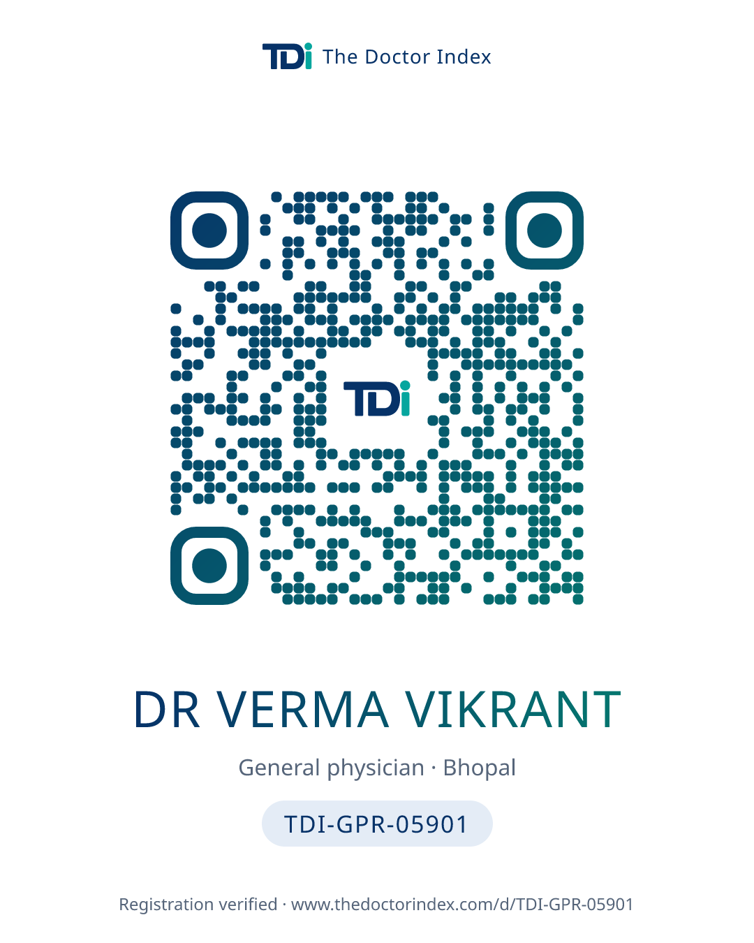QR card for Dr Verma Vikrant, TDI-GPR-05901