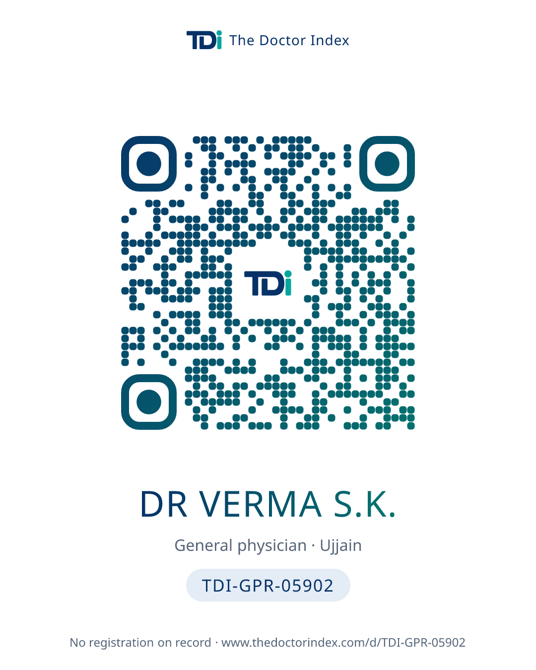 QR card for Dr Verma S.K., TDI-GPR-05902