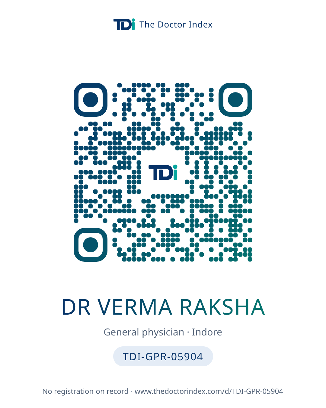QR card for Dr Verma Raksha, TDI-GPR-05904