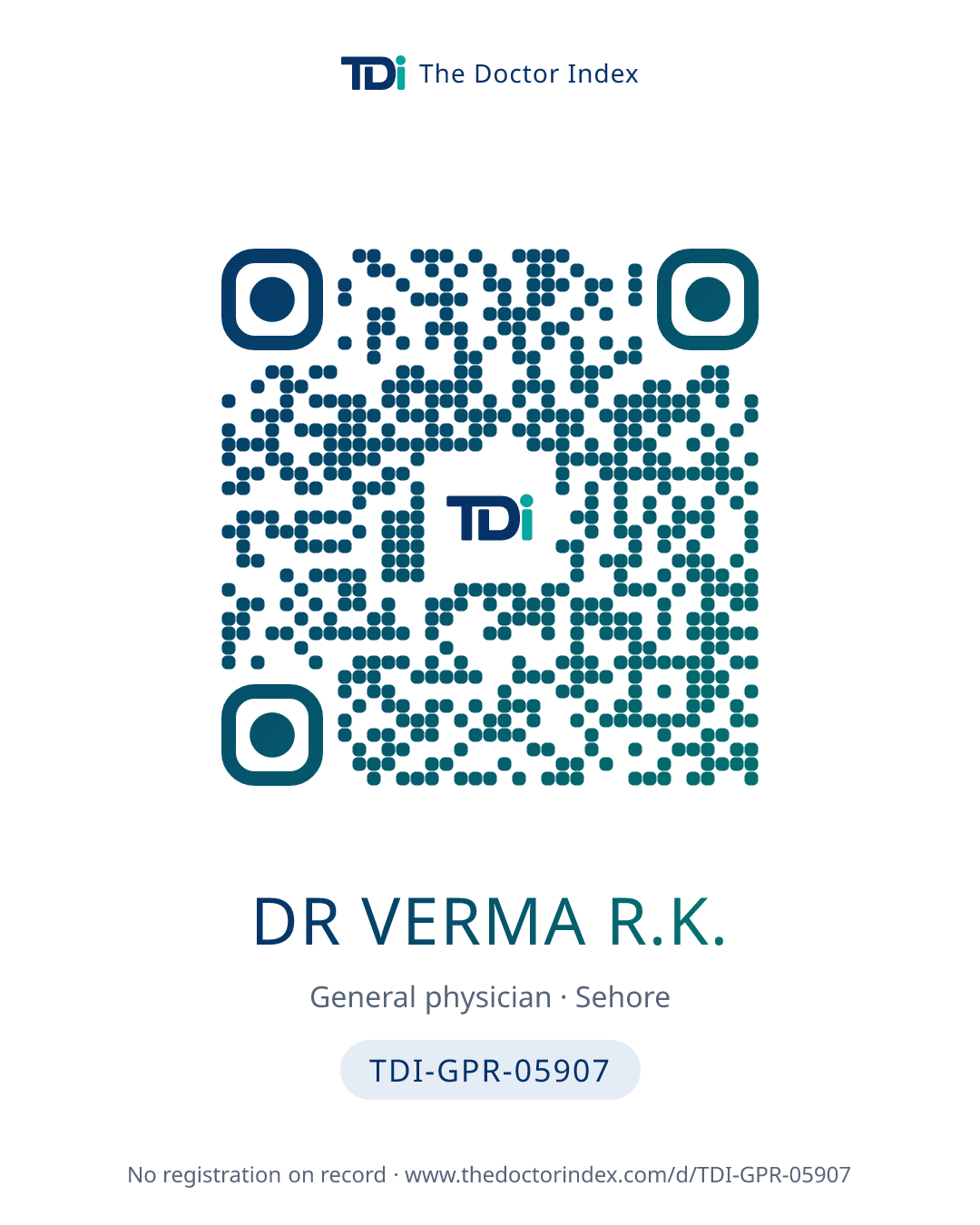 QR card for Dr Verma R.K., TDI-GPR-05907