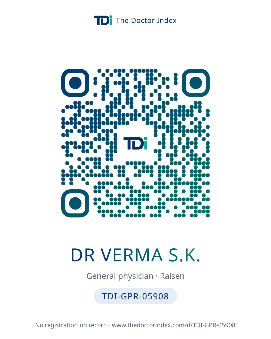 QR card for Dr Verma S.K., TDI-GPR-05908