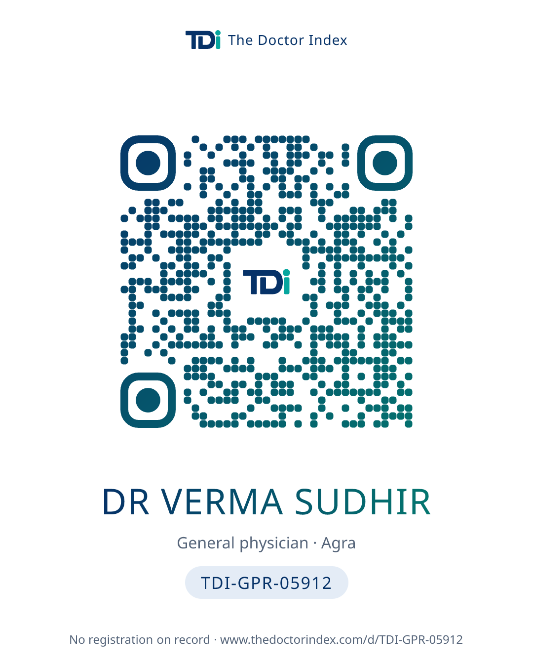QR card for Dr Verma Sudhir, TDI-GPR-05912