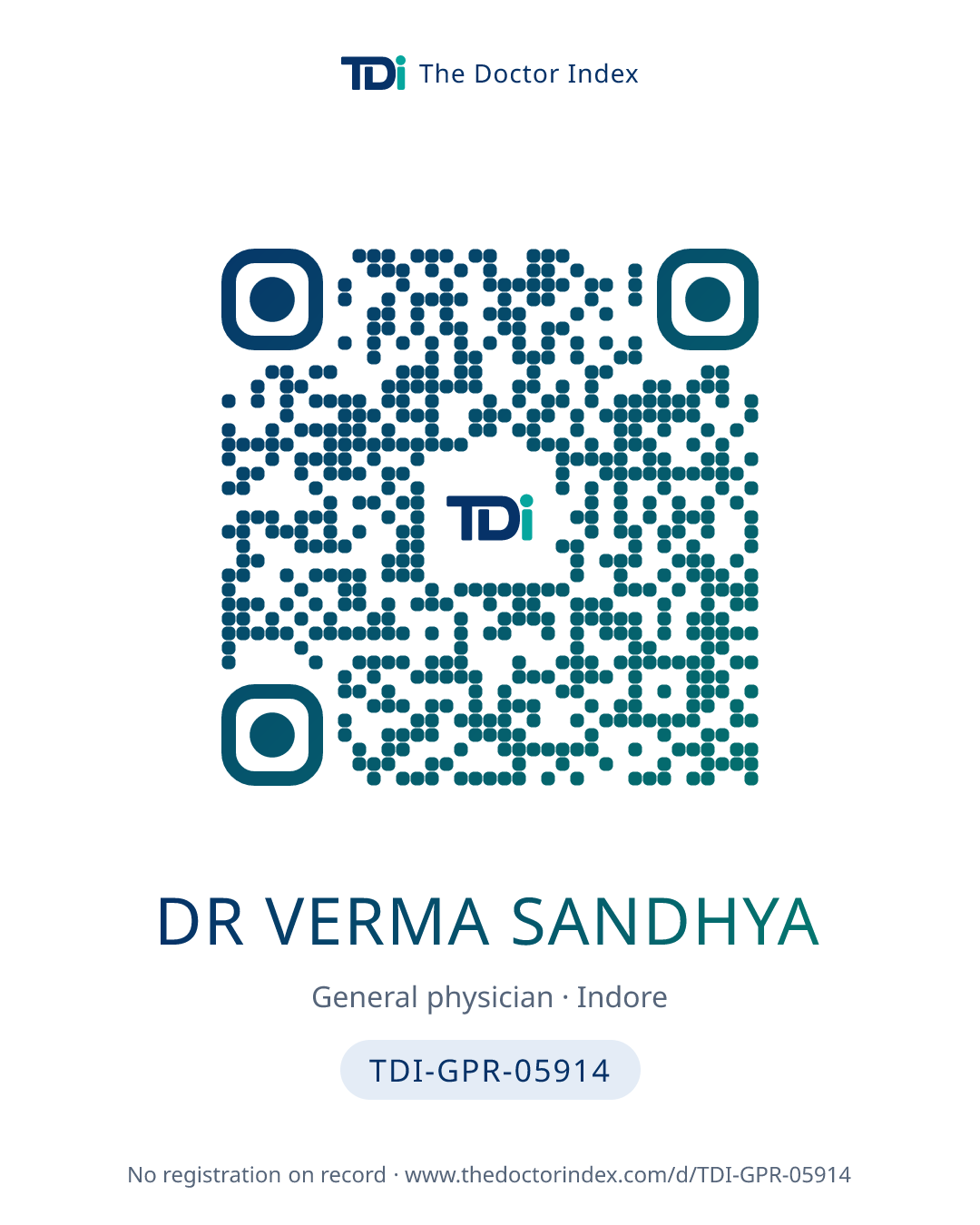 QR card for Dr Verma Sandhya, TDI-GPR-05914