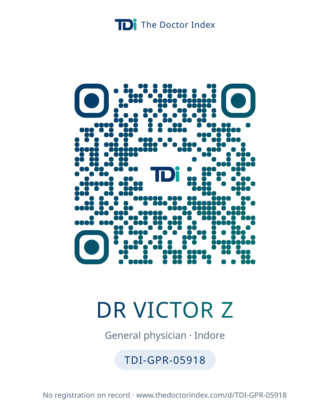 QR card for Dr Victor Z, TDI-GPR-05918