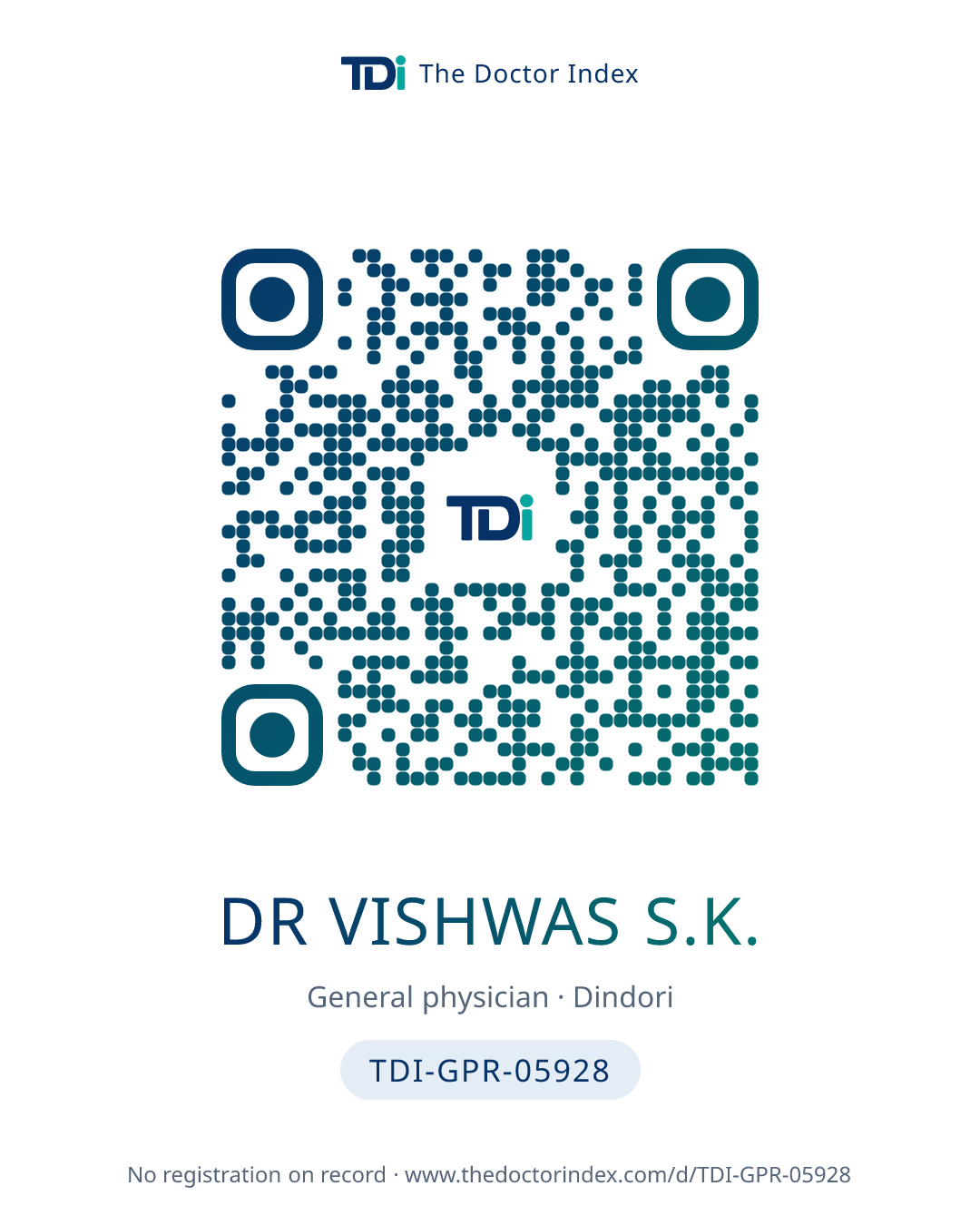 QR card for Dr Vishwas S.K., TDI-GPR-05928