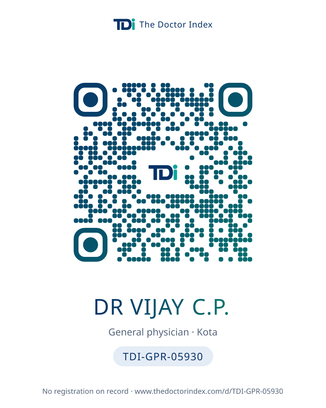 QR card for Dr Vijay C.P., TDI-GPR-05930