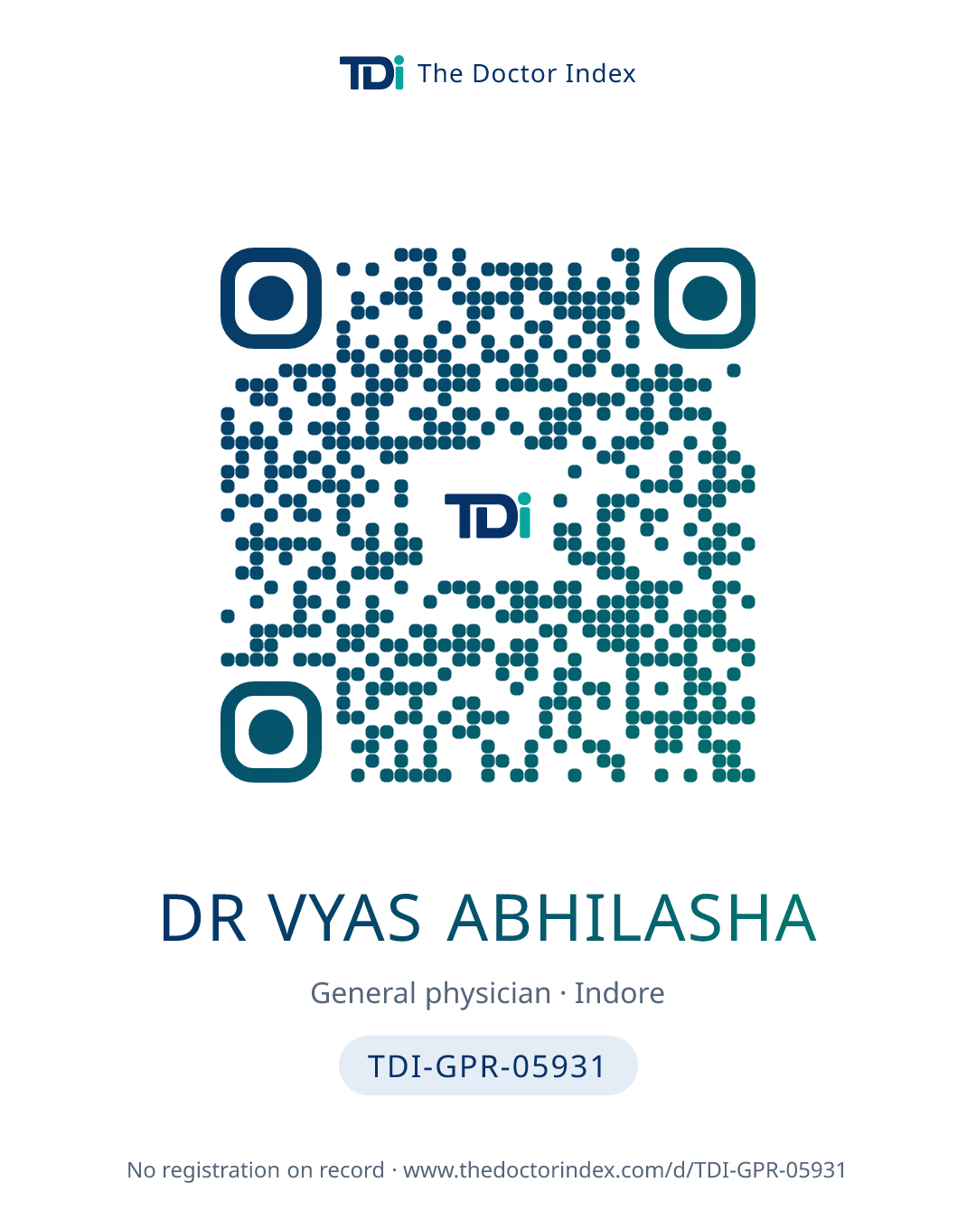 QR card for Dr Vyas Abhilasha, TDI-GPR-05931