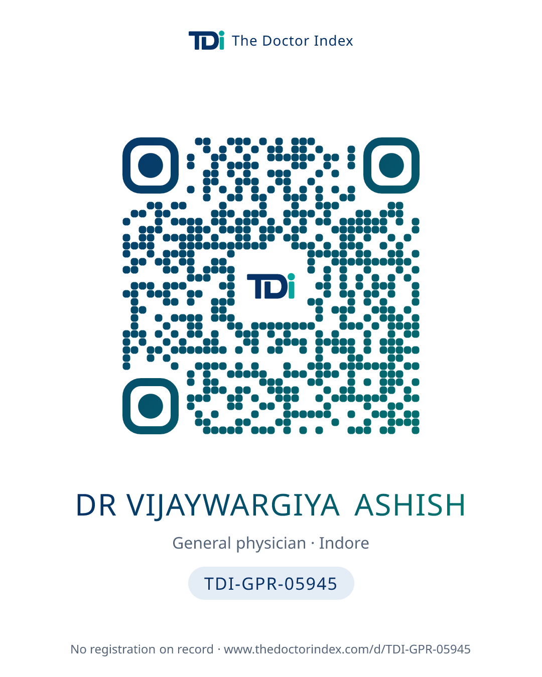 QR card for Dr Vijaywargiya Ashish, TDI-GPR-05945