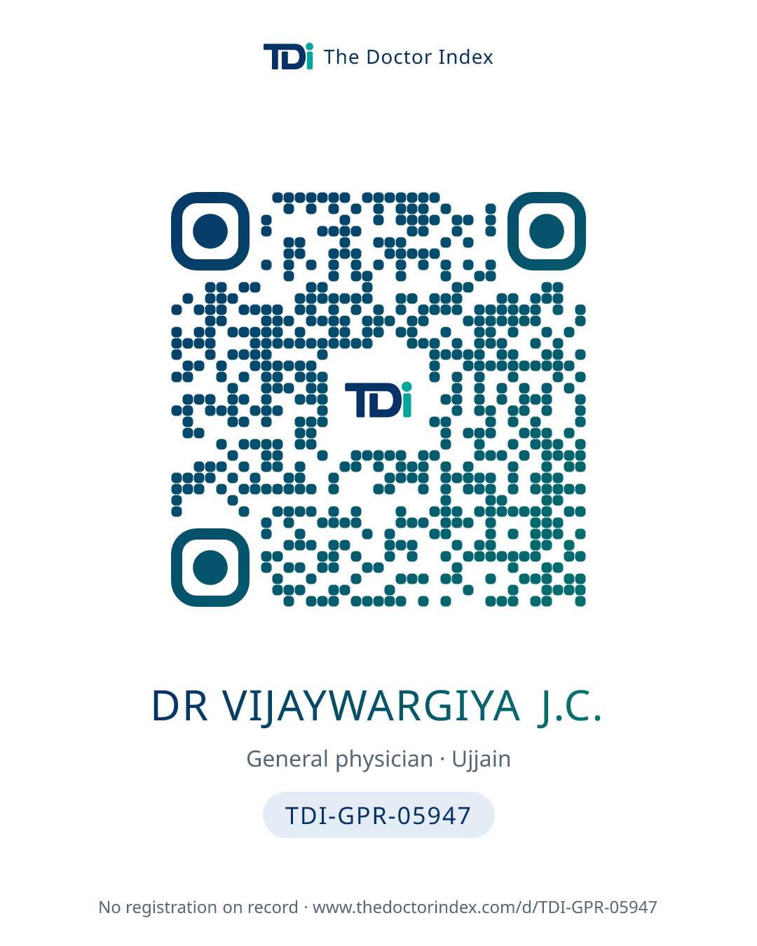 QR card for Dr Vijaywargiya J.C., TDI-GPR-05947