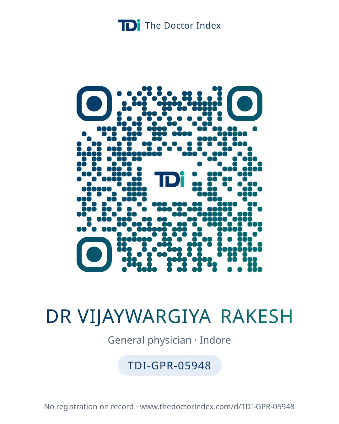 QR card for Dr Vijaywargiya Rakesh, TDI-GPR-05948