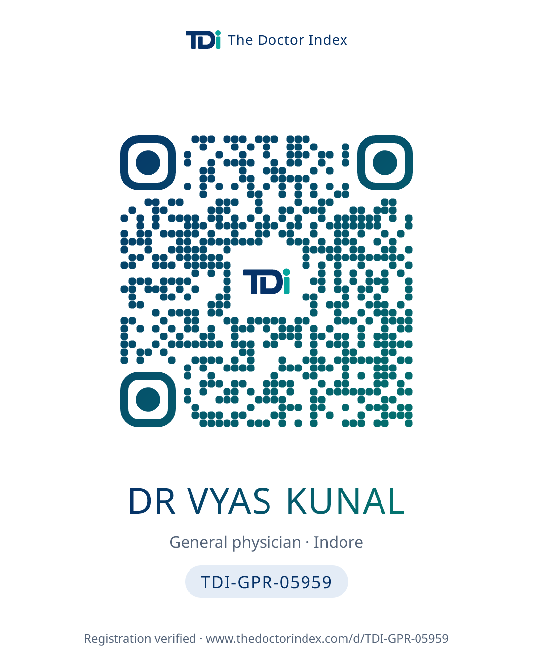 QR card for Dr Vyas Kunal, TDI-GPR-05959