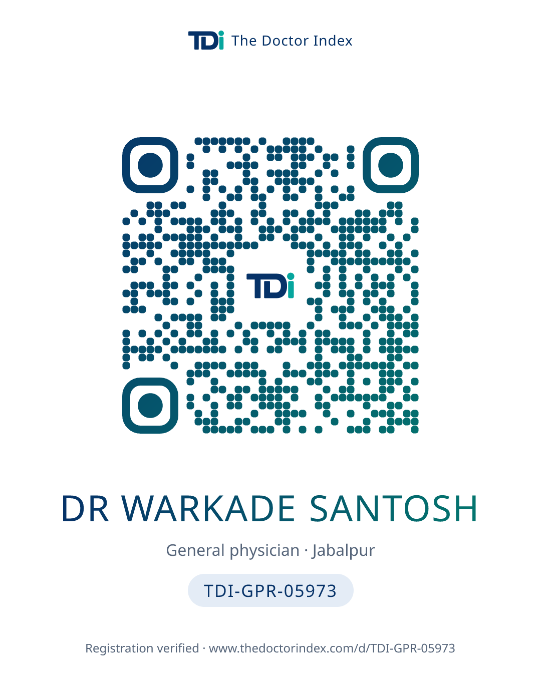 QR card for Dr Warkade Santosh, TDI-GPR-05973