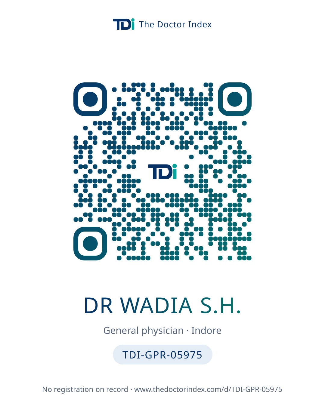 QR card for Dr Wadia S.H., TDI-GPR-05975